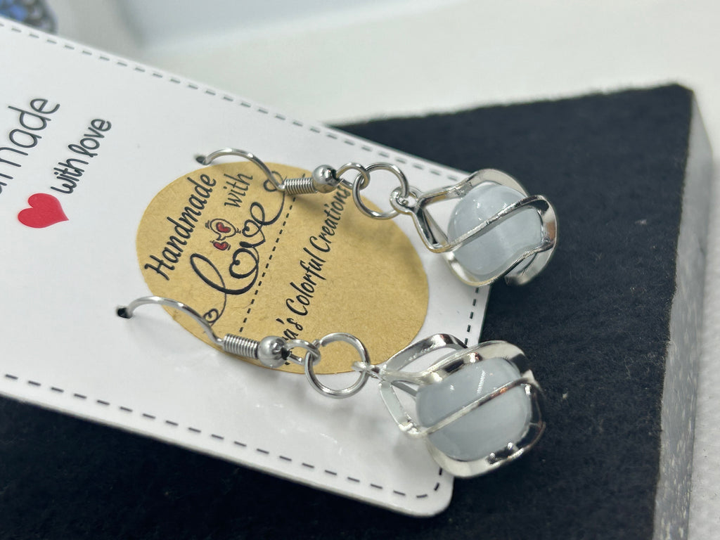 Incased Pearl Silver Earrings