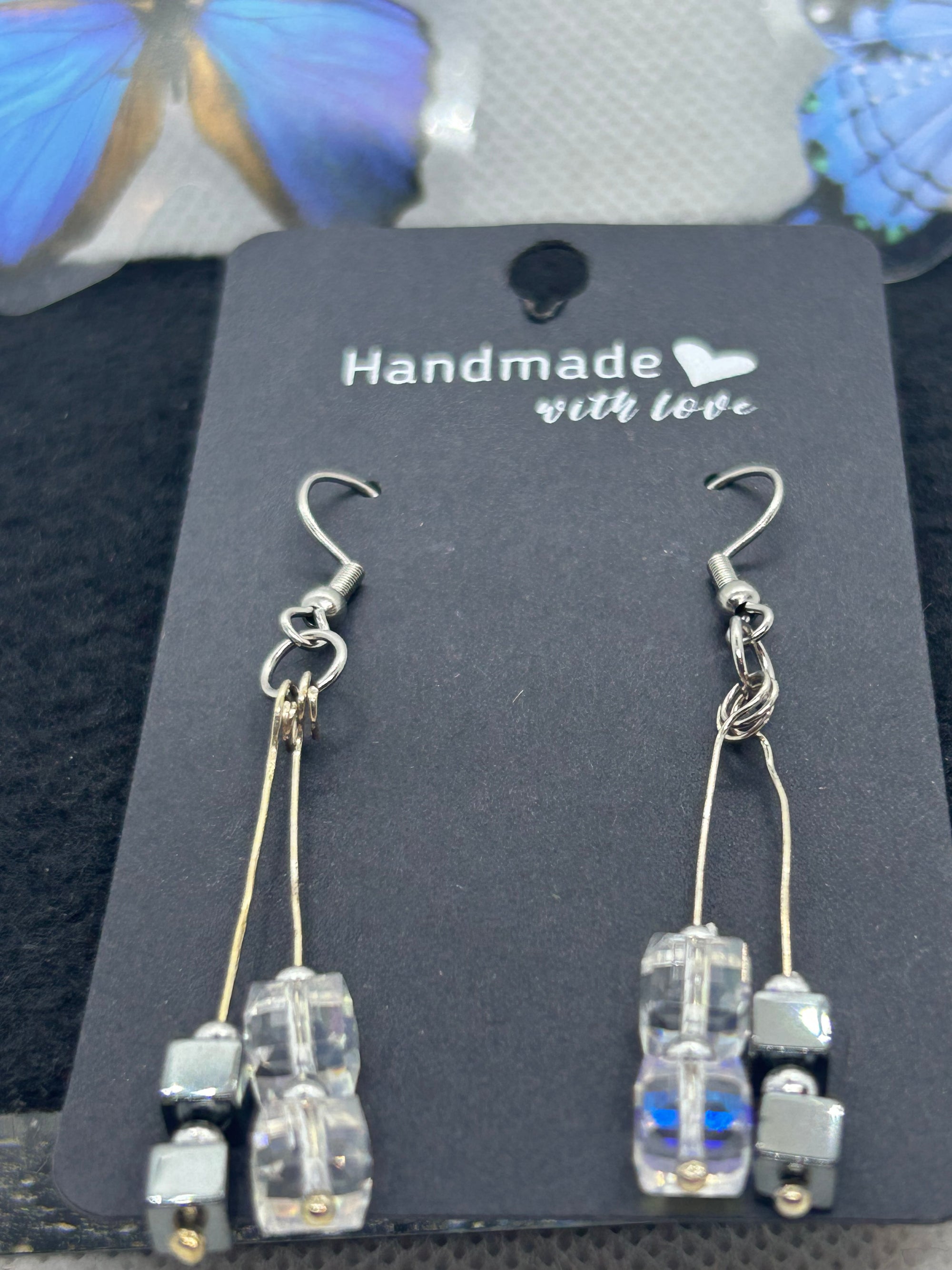 Black Hematite with Glass Beaded Earrings