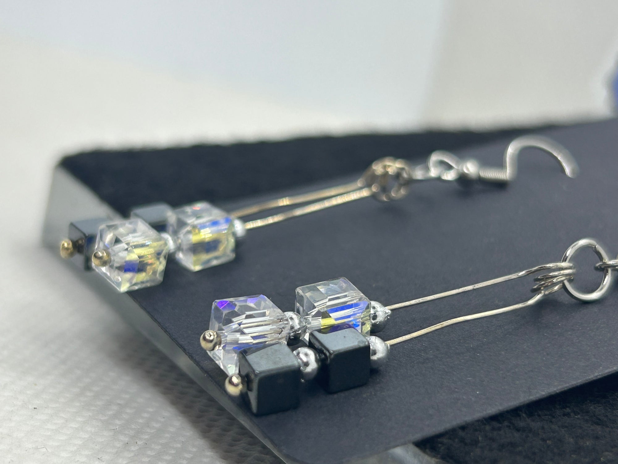 Black Hematite with Glass Beaded Earrings