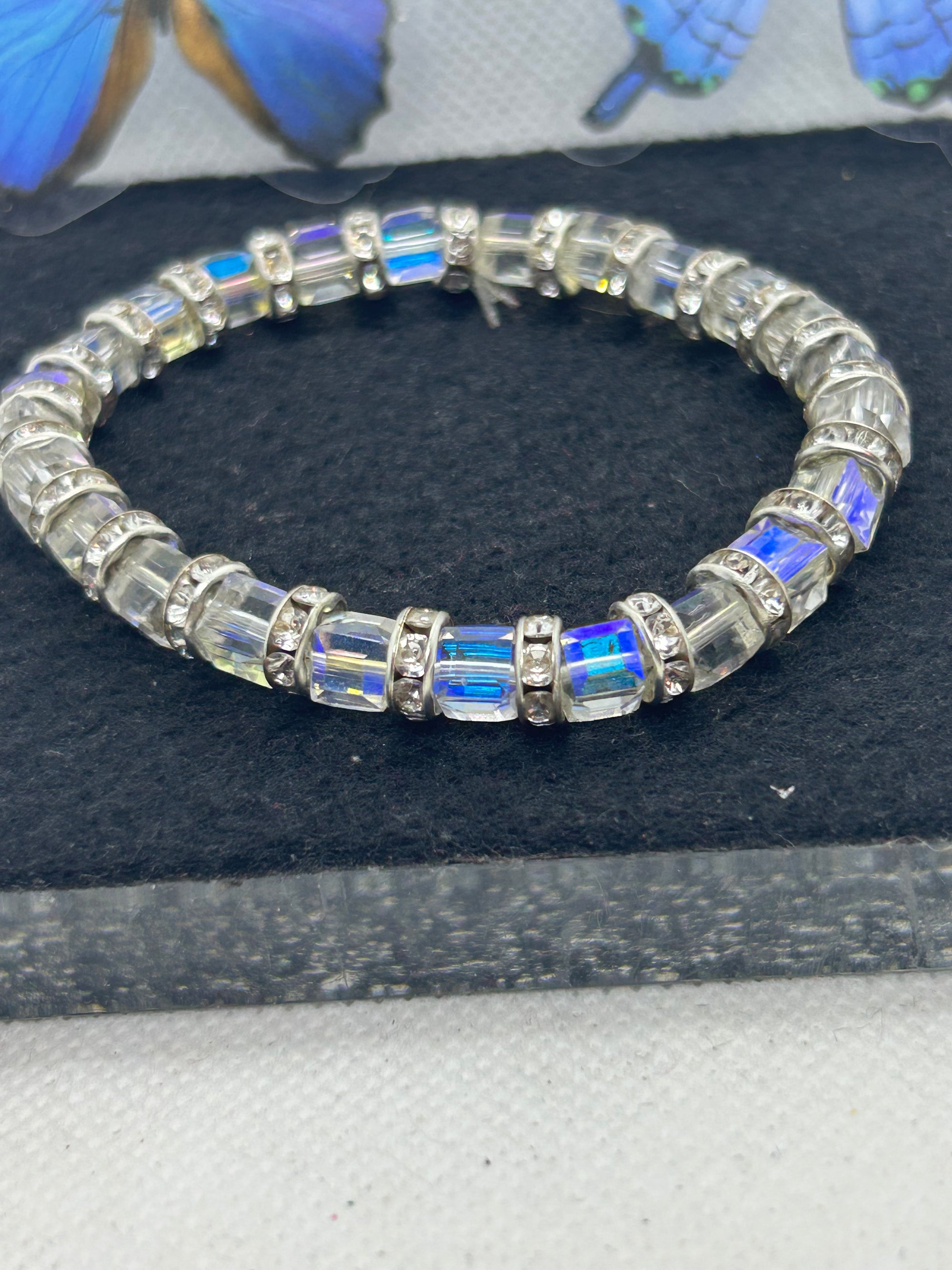 Glass Beaded Bracelet with Gold Spacers