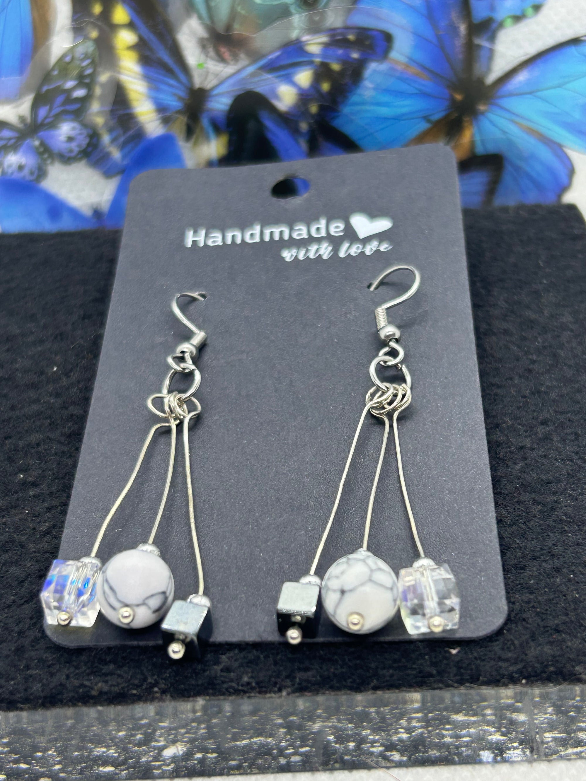 Hematite and Glass Beaded Earrings