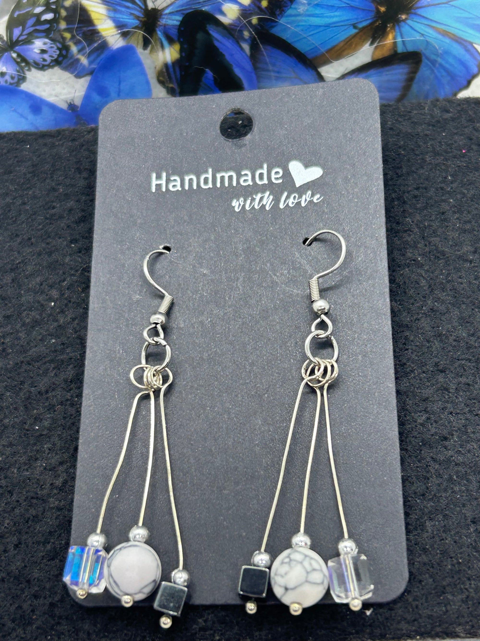 Hematite and Glass Beaded Earrings