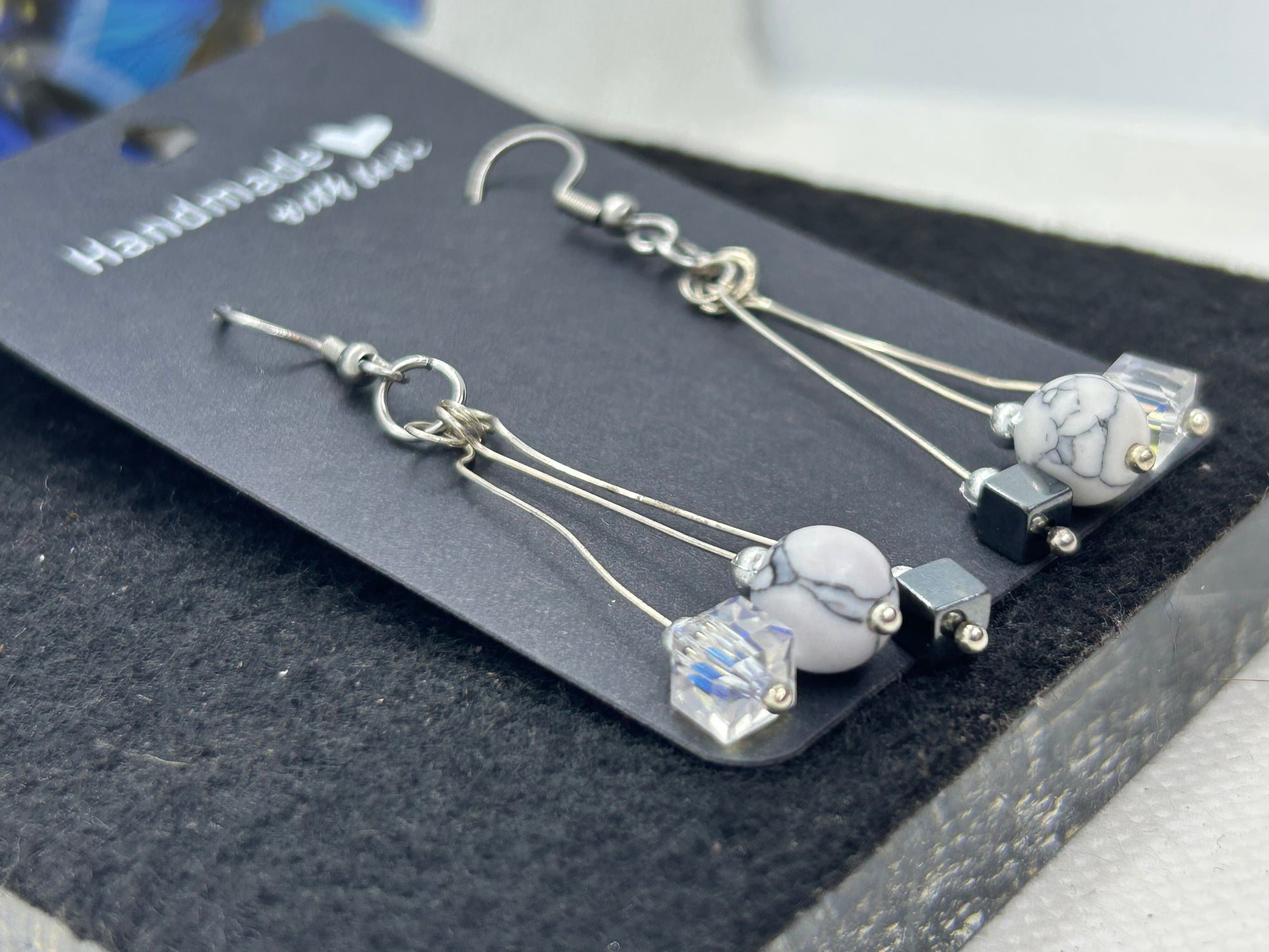 Hematite and Glass Beaded Earrings