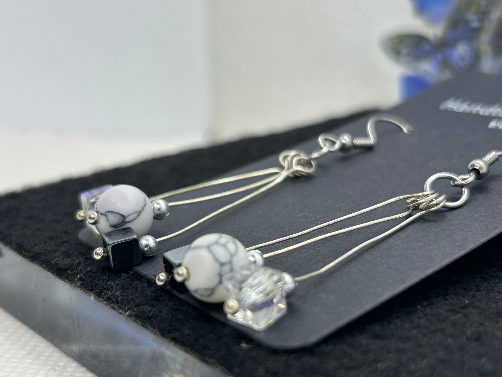 Hematite and Glass Beaded Earrings