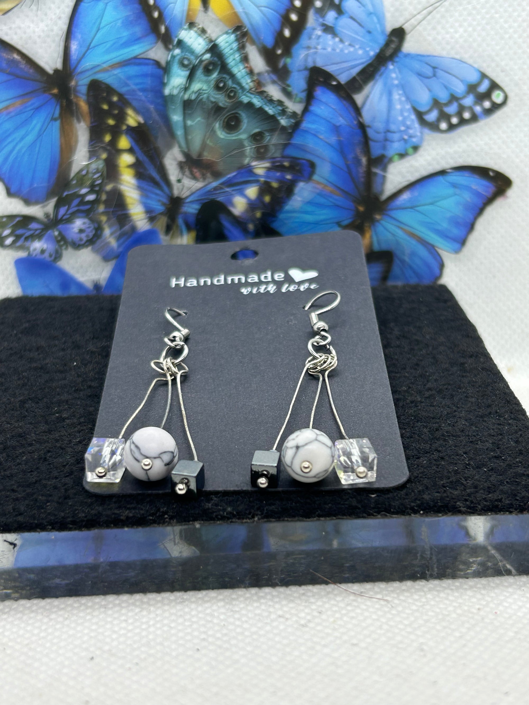 Hematite and Glass Beaded Earrings