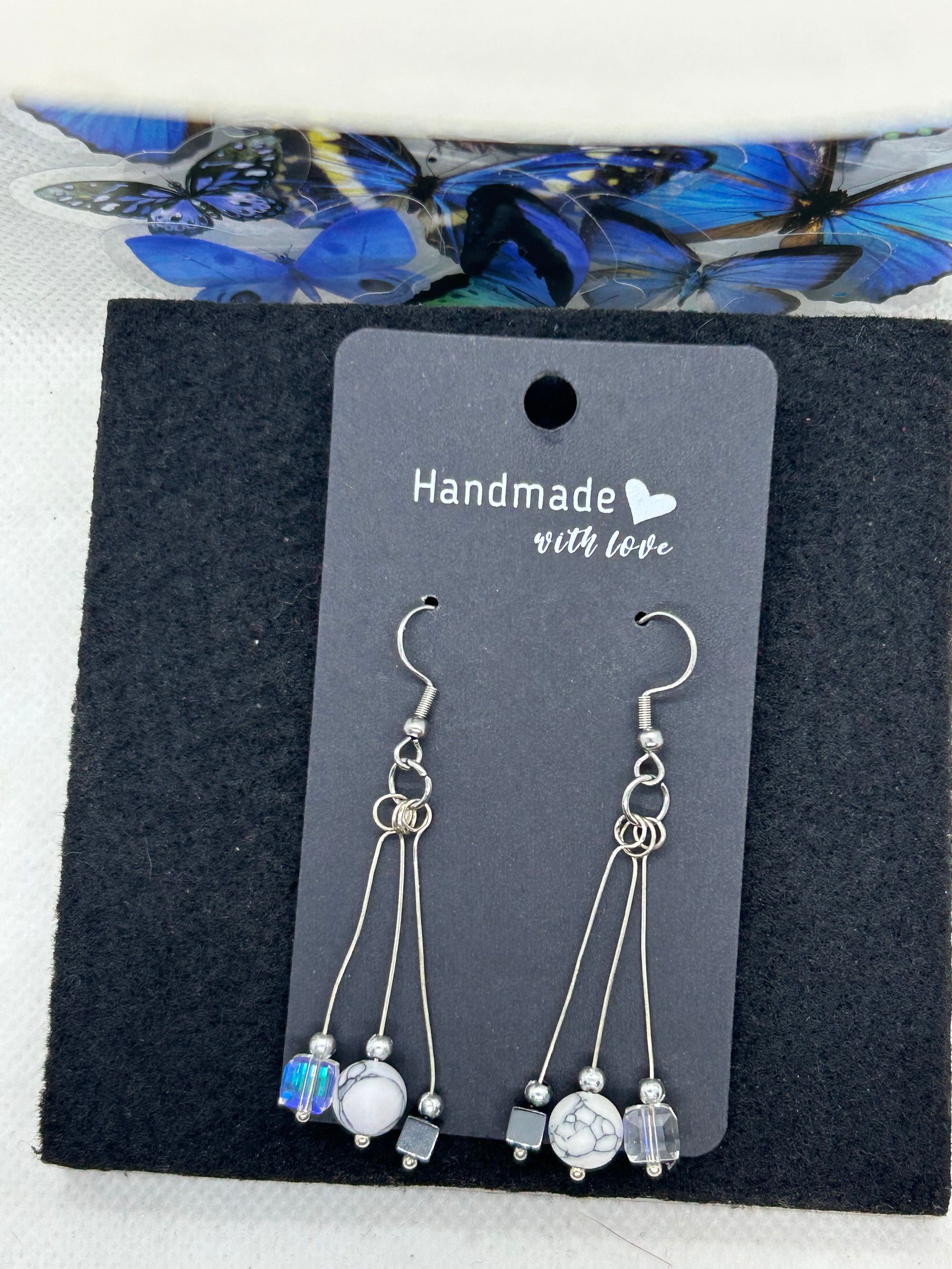 Hematite and Glass Beaded Earrings