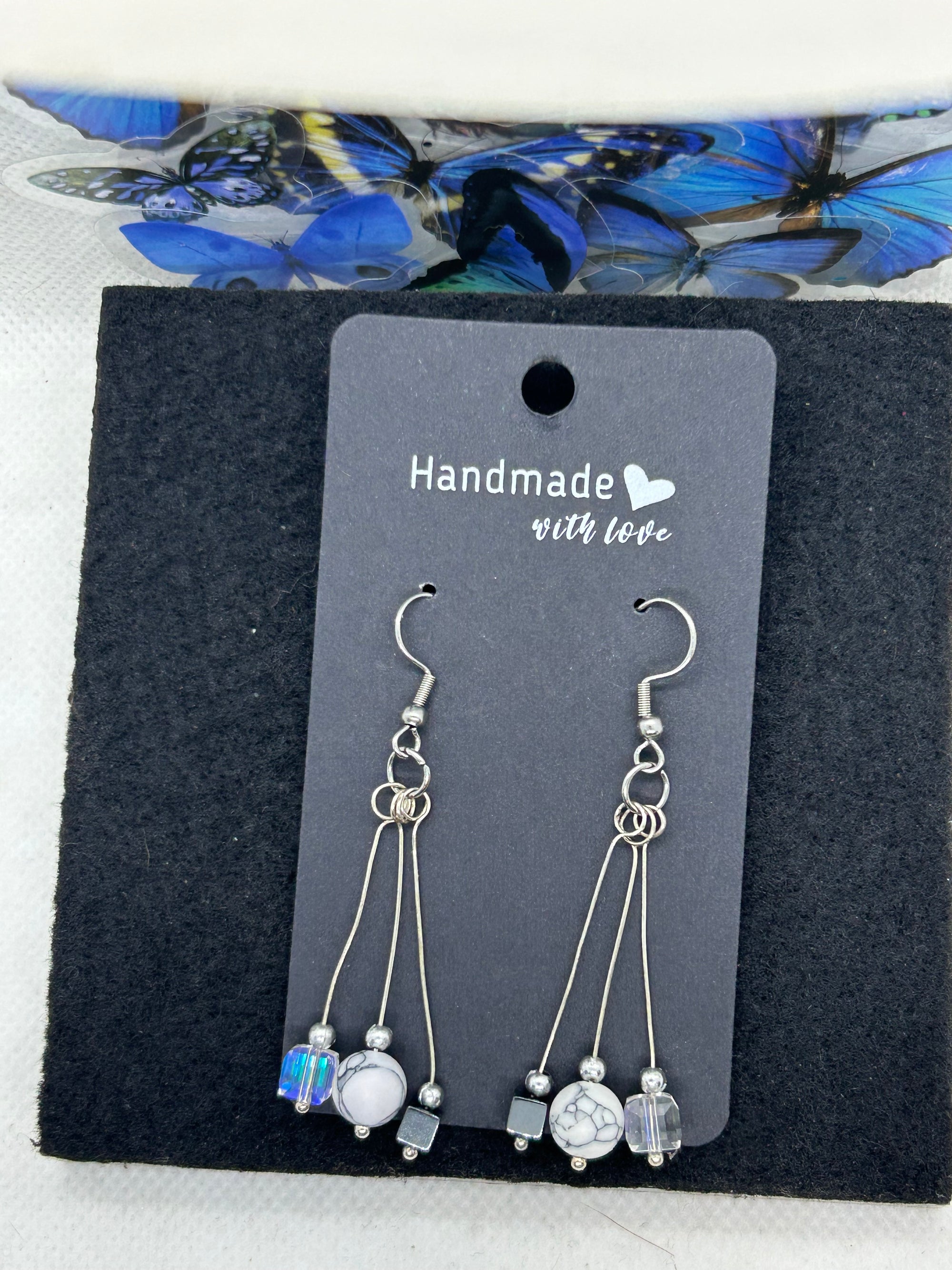 Hematite and Glass Beaded Earrings