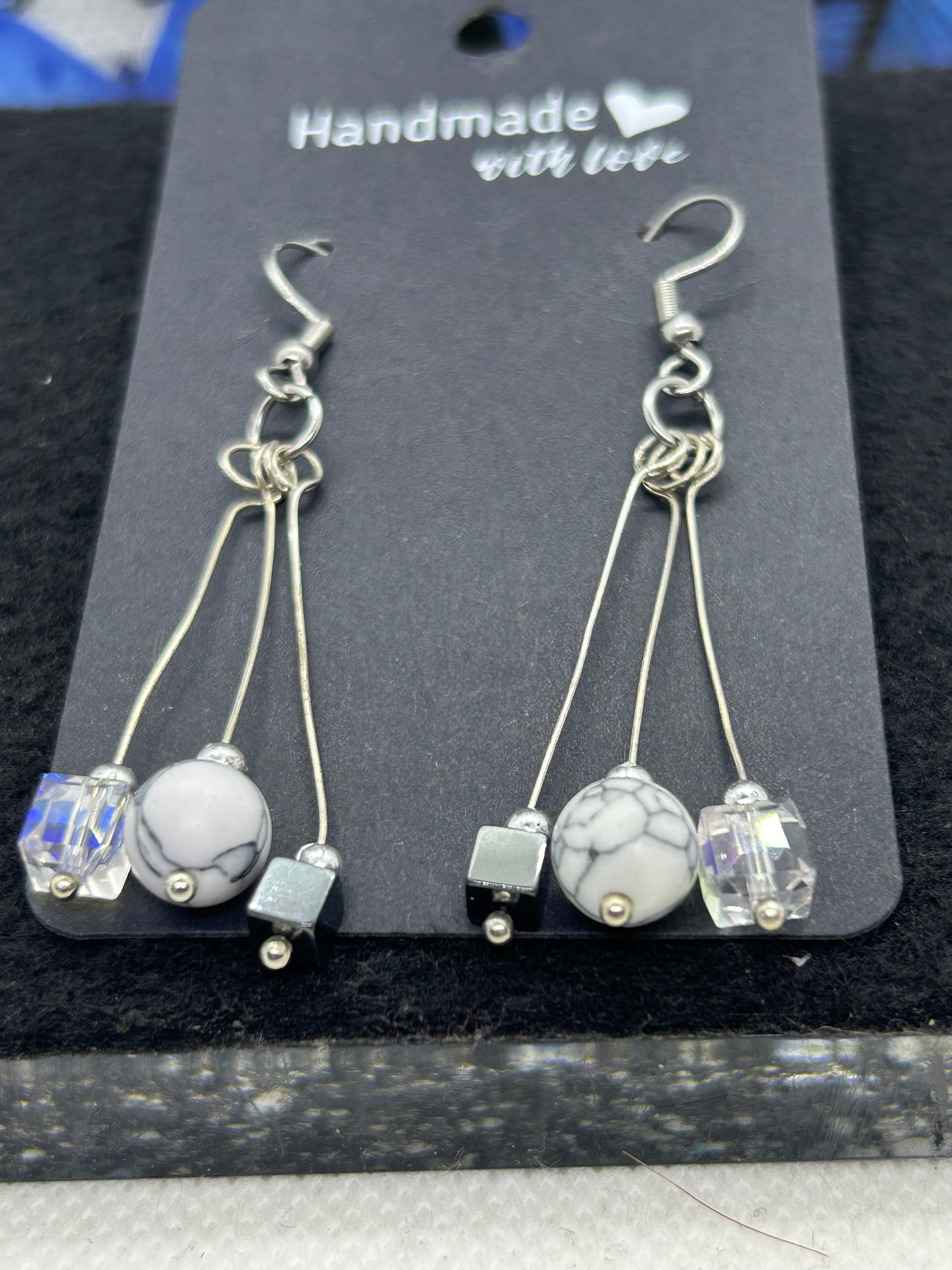 Hematite and Glass Beaded Earrings