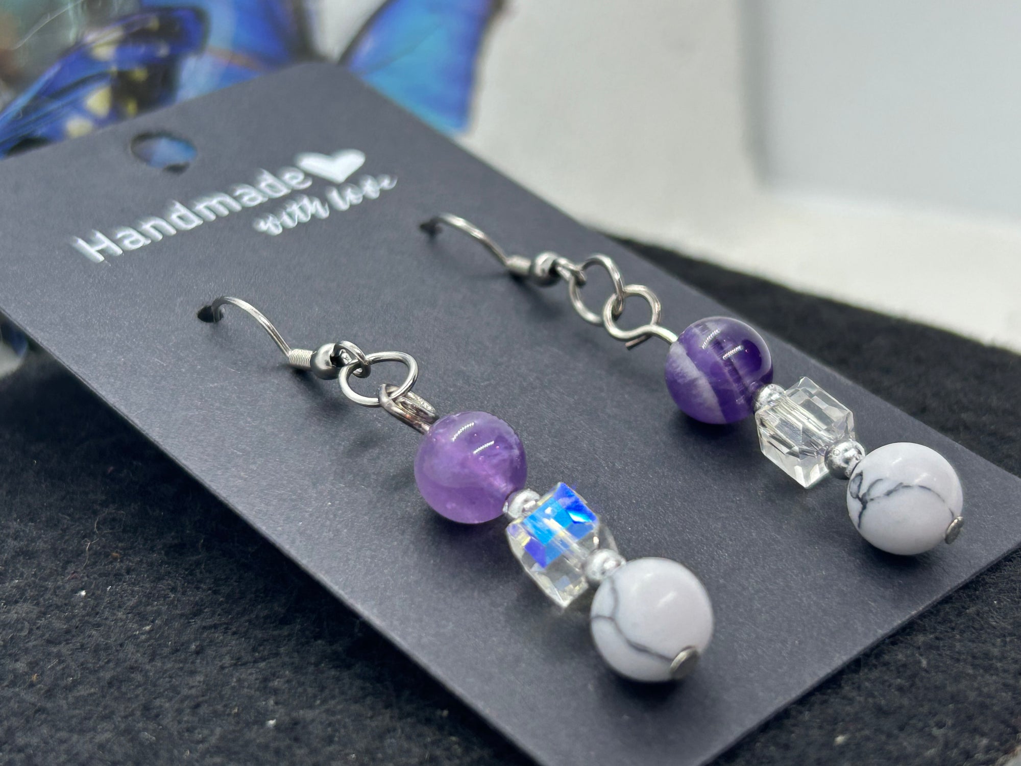 amethyst and Glass Earrings
