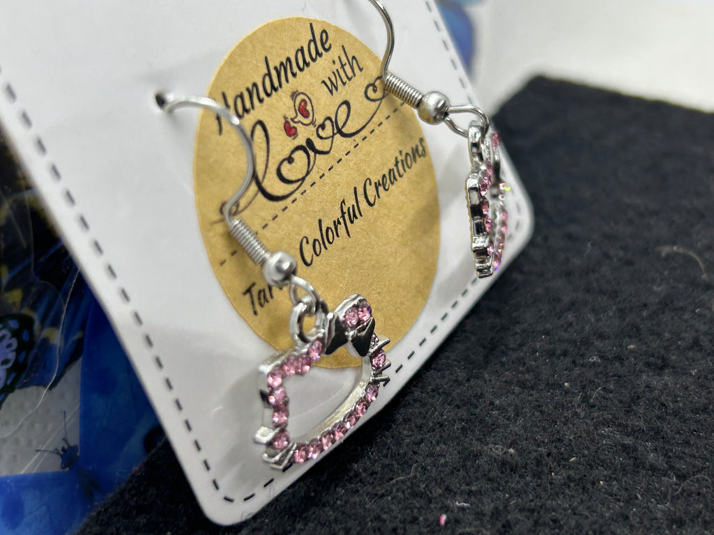 Pink Rhinestone Kitty Earrings