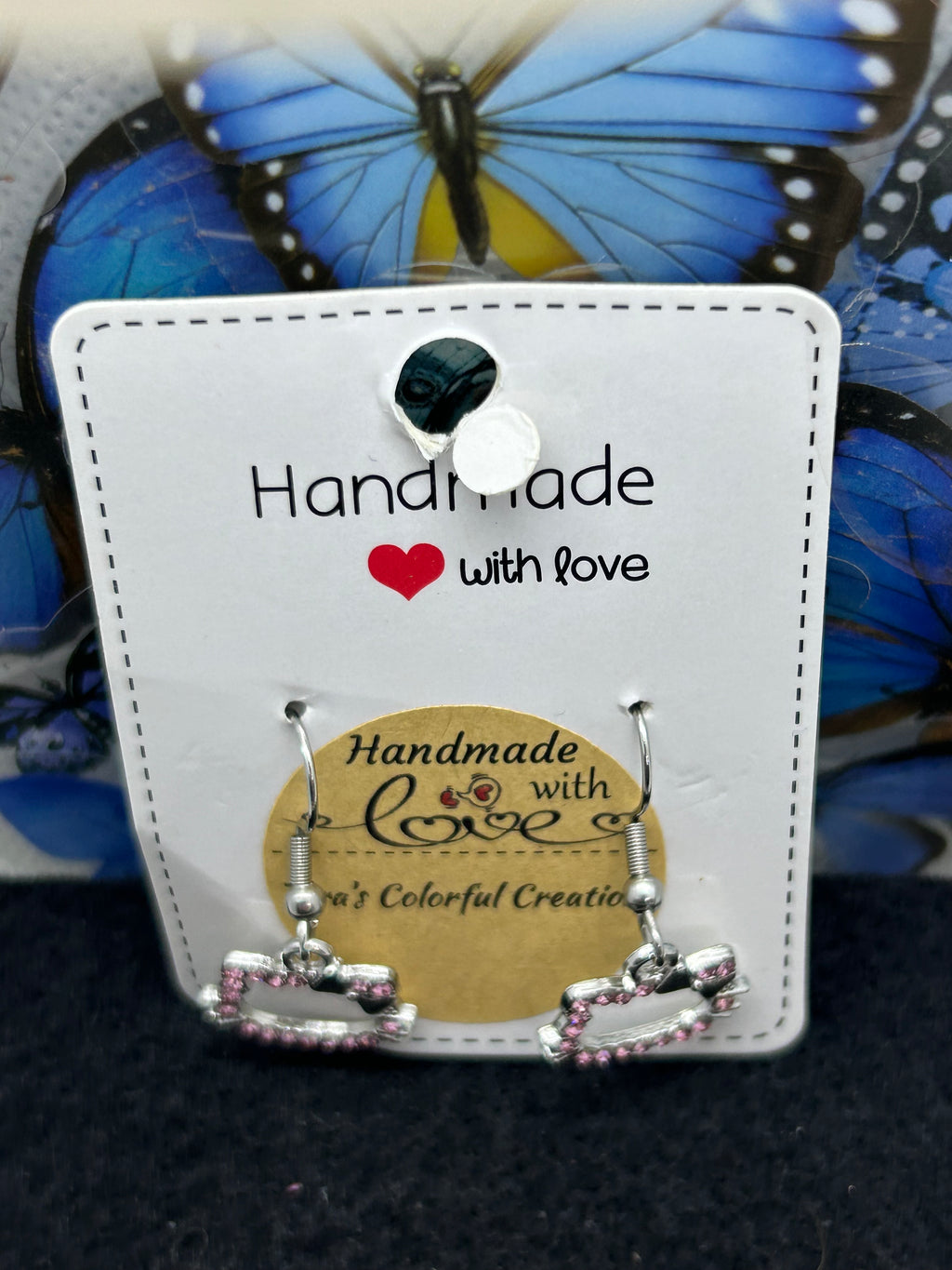 Pink Rhinestone Kitty Earrings