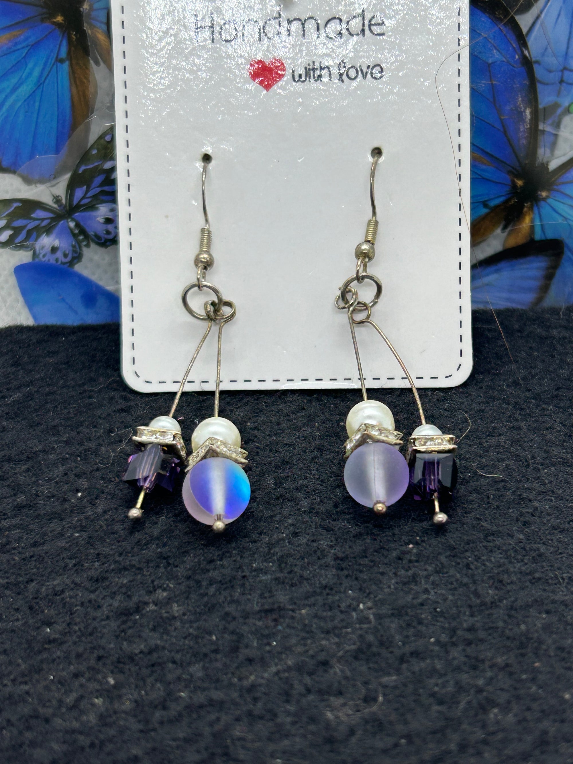 Purple Glowing Mermaid Beaded Earrings