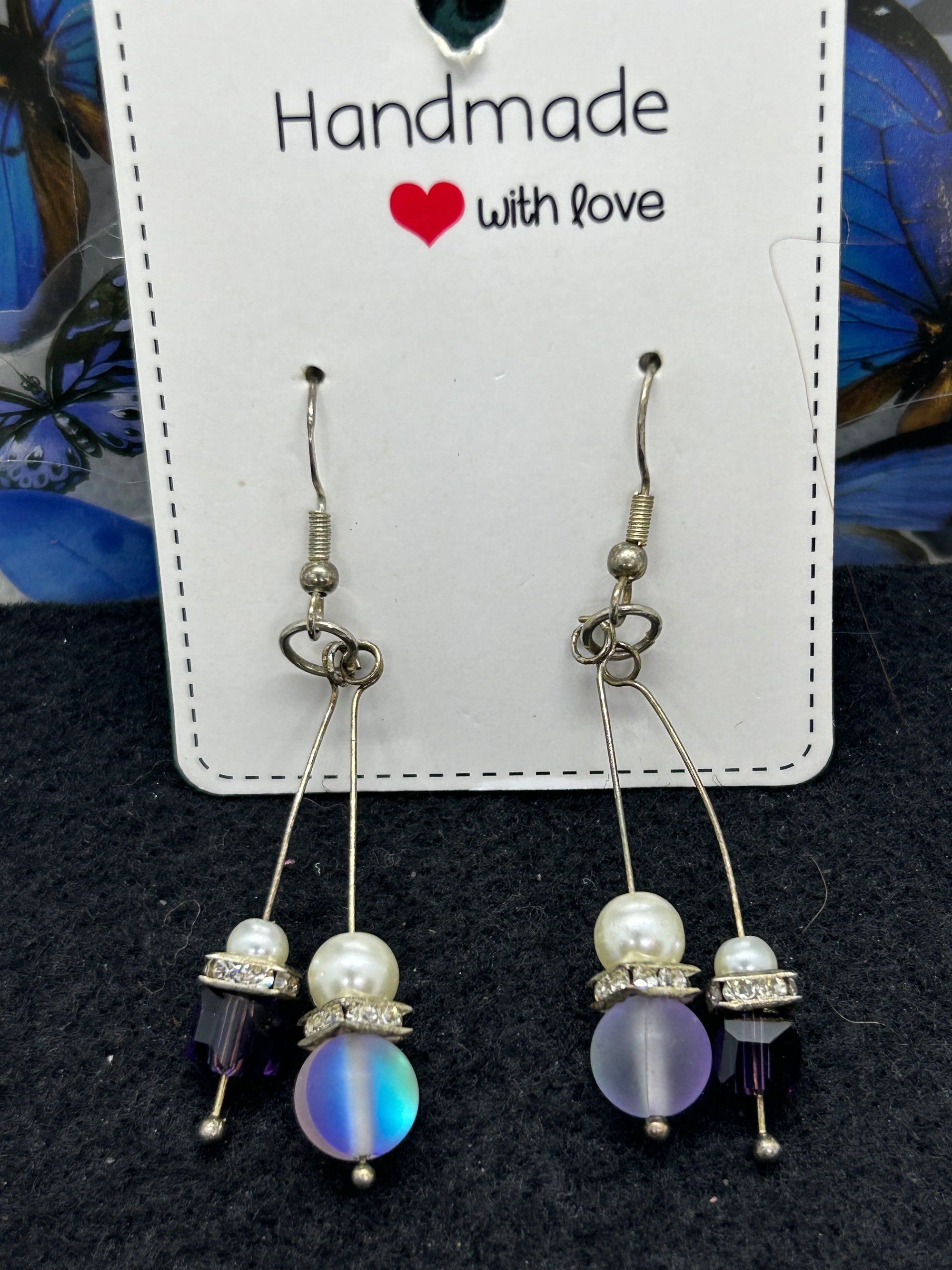 Purple Glowing Mermaid Beaded Earrings