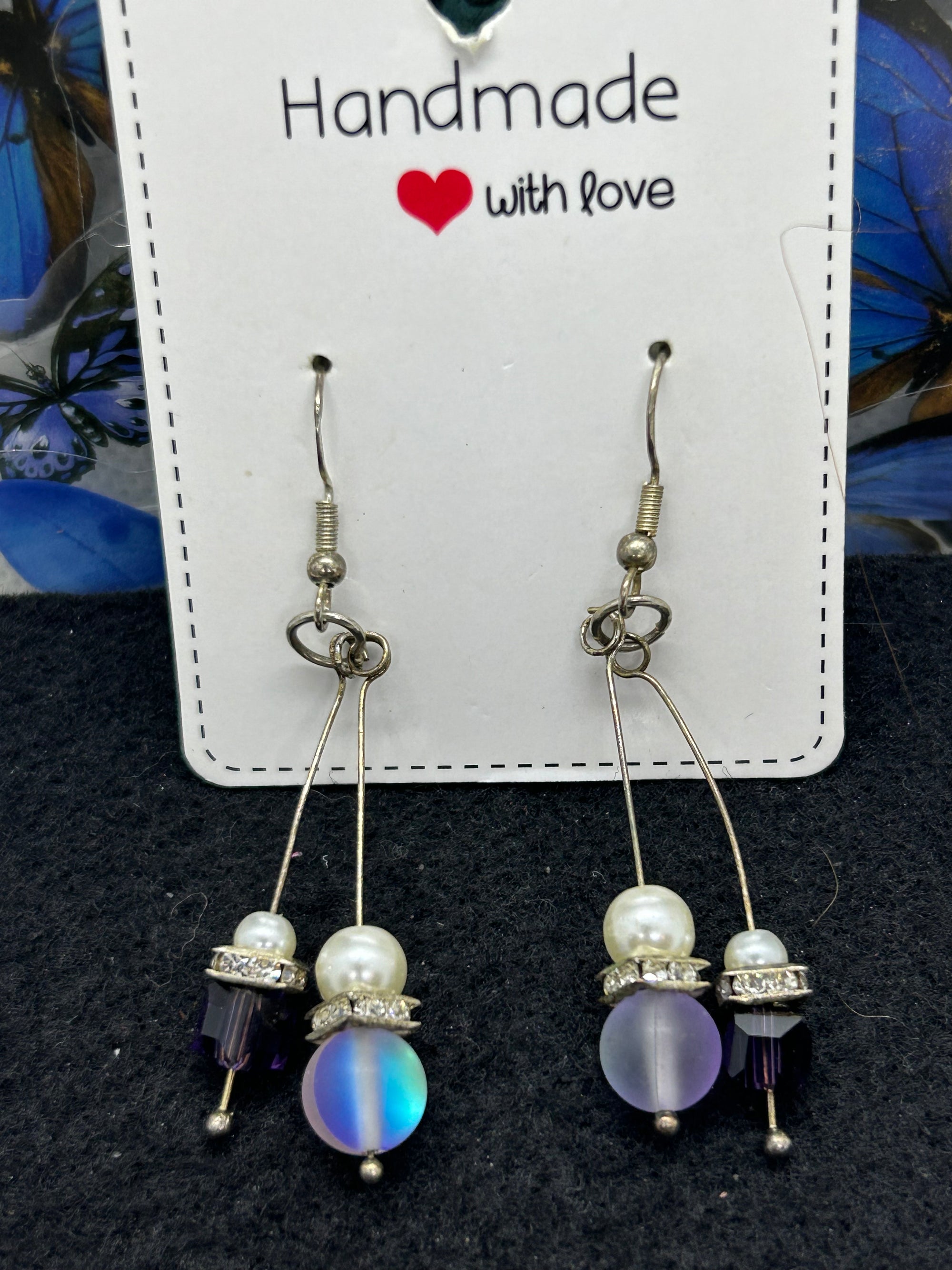 Purple Glowing Mermaid Beaded Earrings