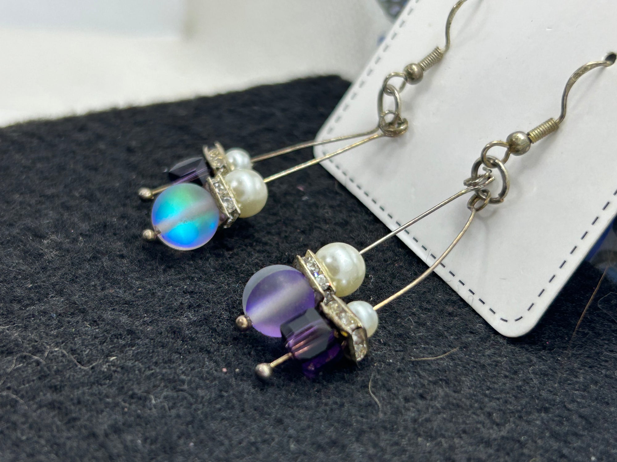 Purple Glowing Mermaid Beaded Earrings