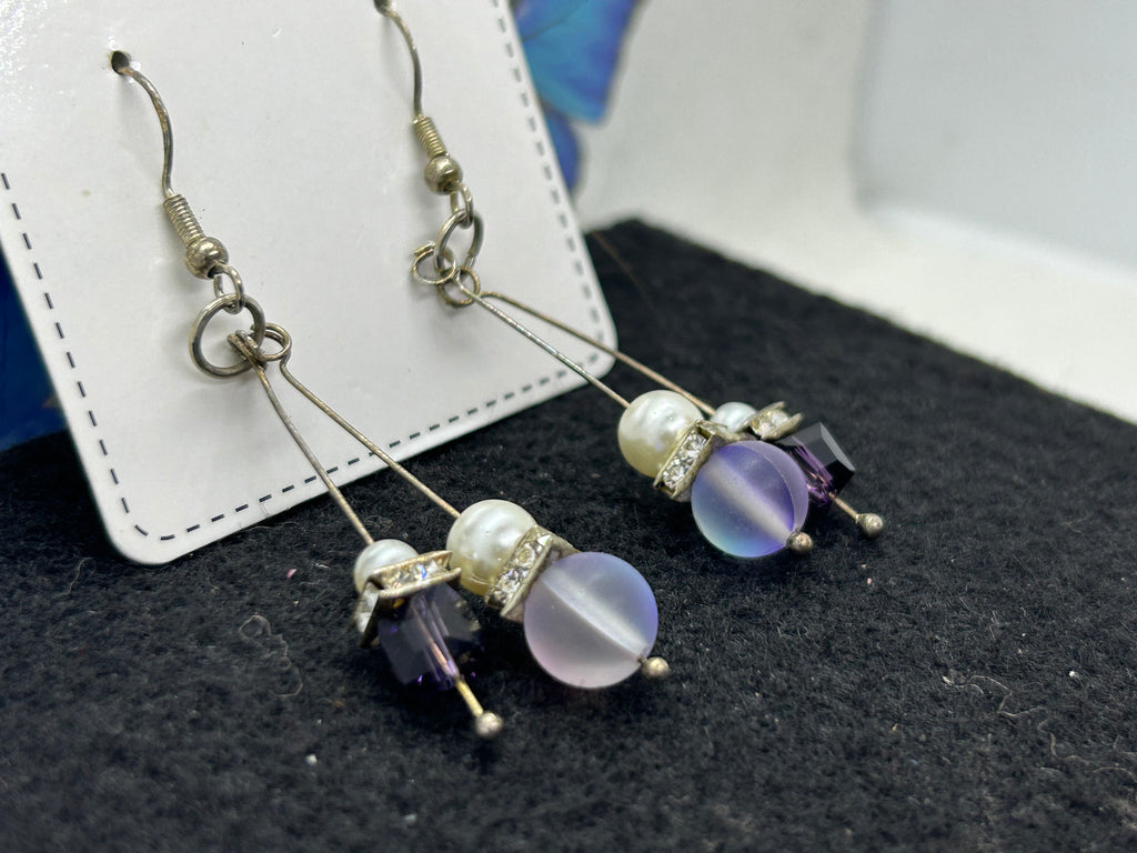 Purple Glowing Mermaid Beaded Earrings