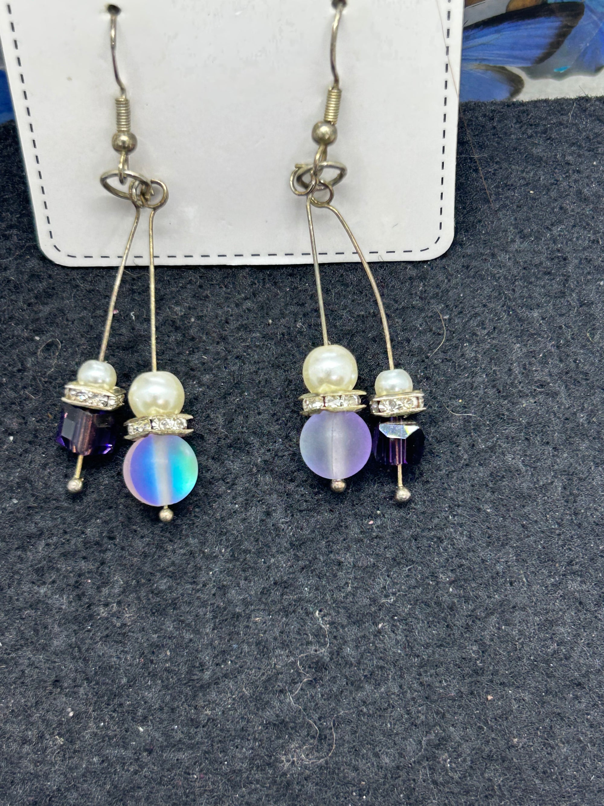 Purple Glowing Mermaid Beaded Earrings