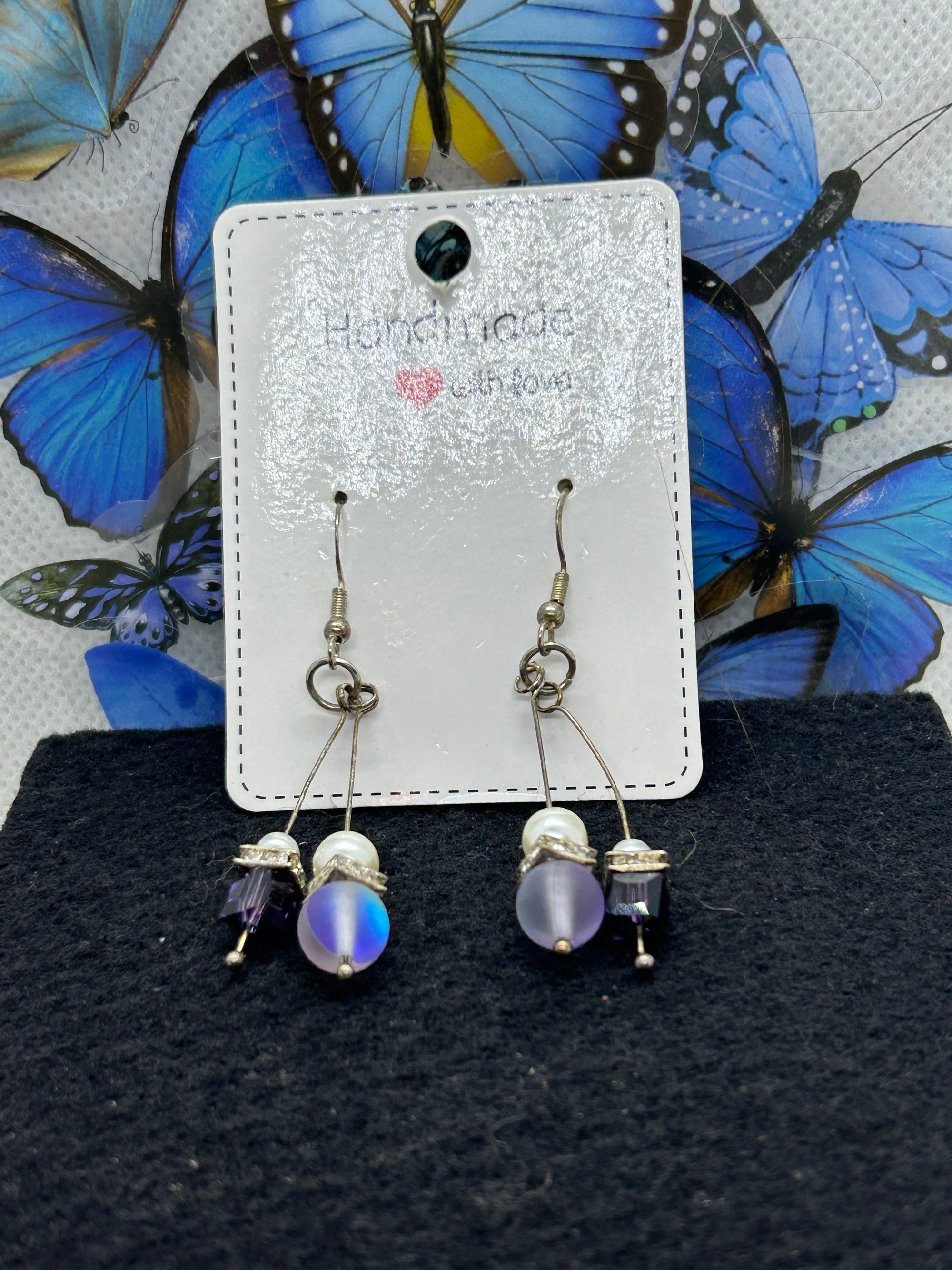 Purple Glowing Mermaid Beaded Earrings