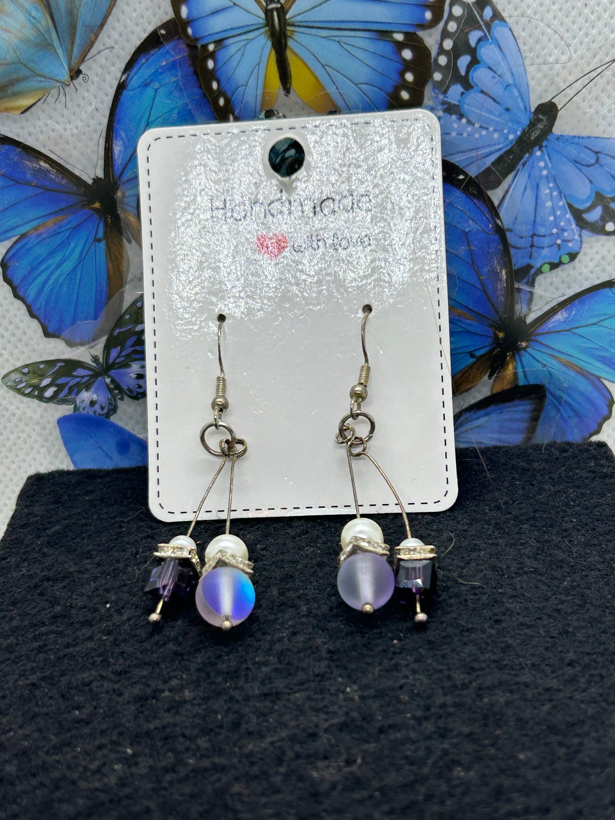 Purple Glowing Mermaid Beaded Earrings