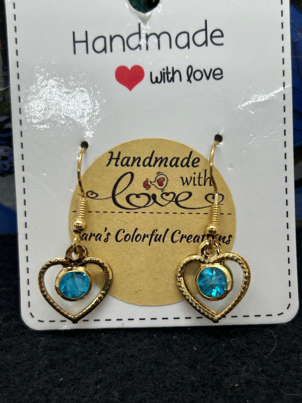 Teal Heart Earrings