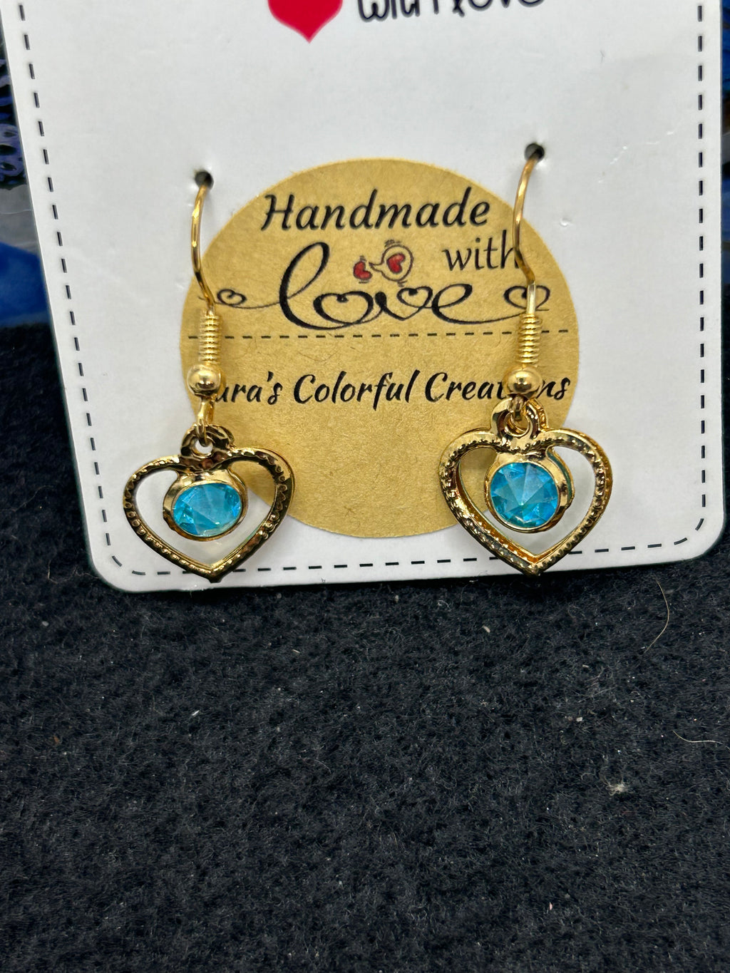 Teal Heart Earrings