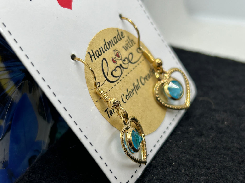 Teal Heart Earrings