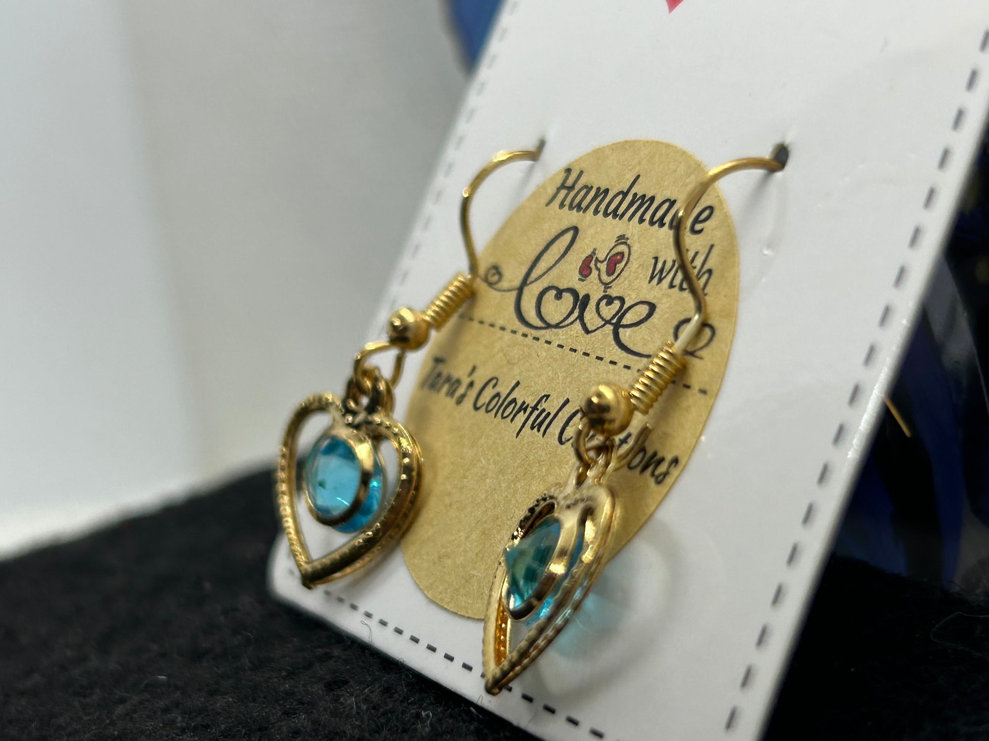 Teal Heart Earrings