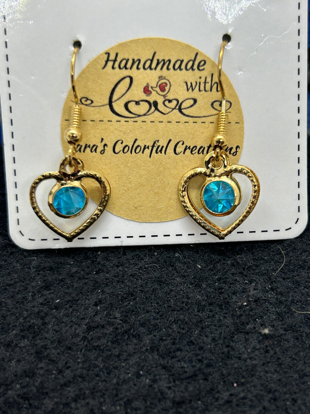 Teal Heart Earrings
