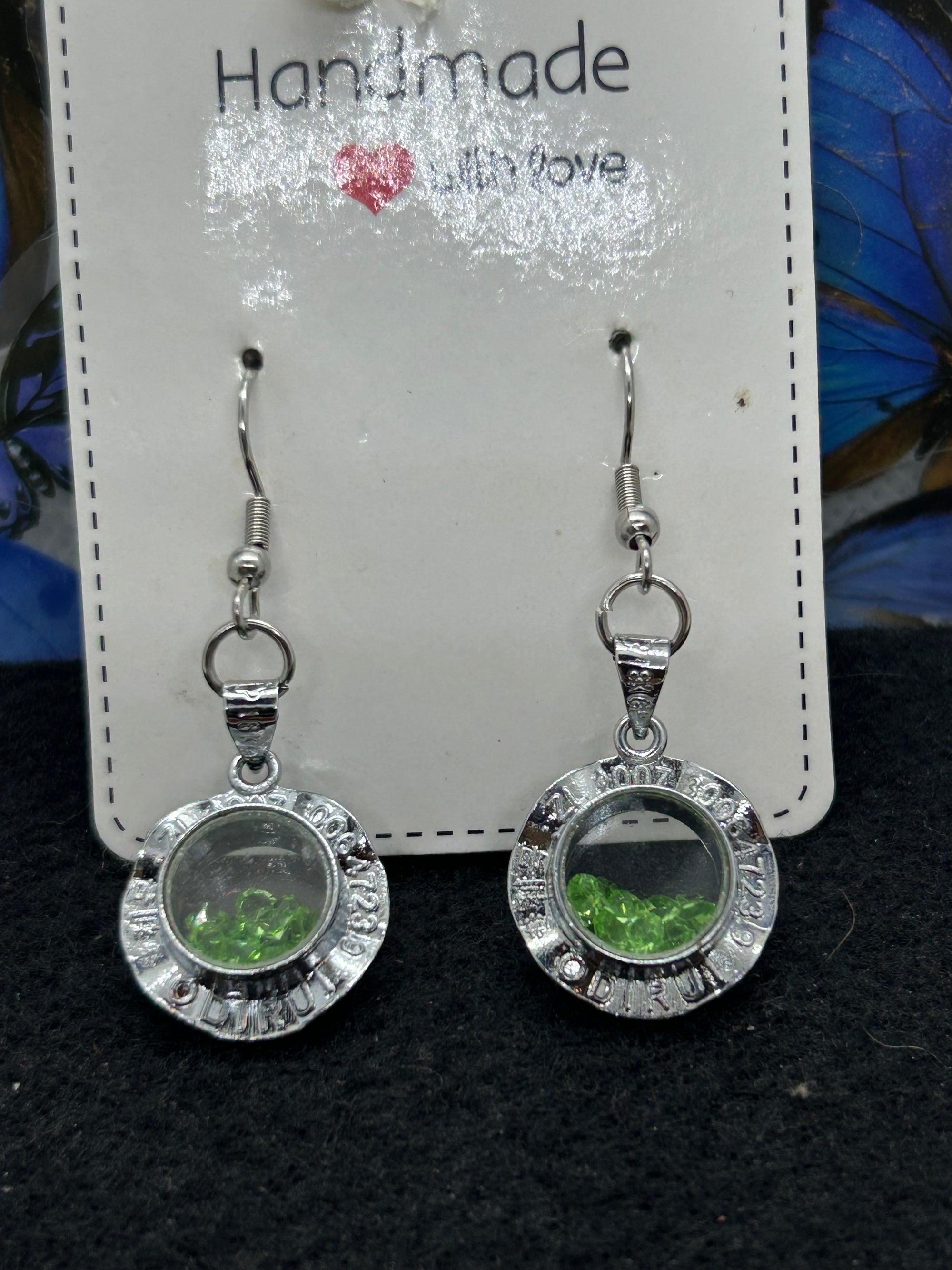 Green Rhinestone Earrings