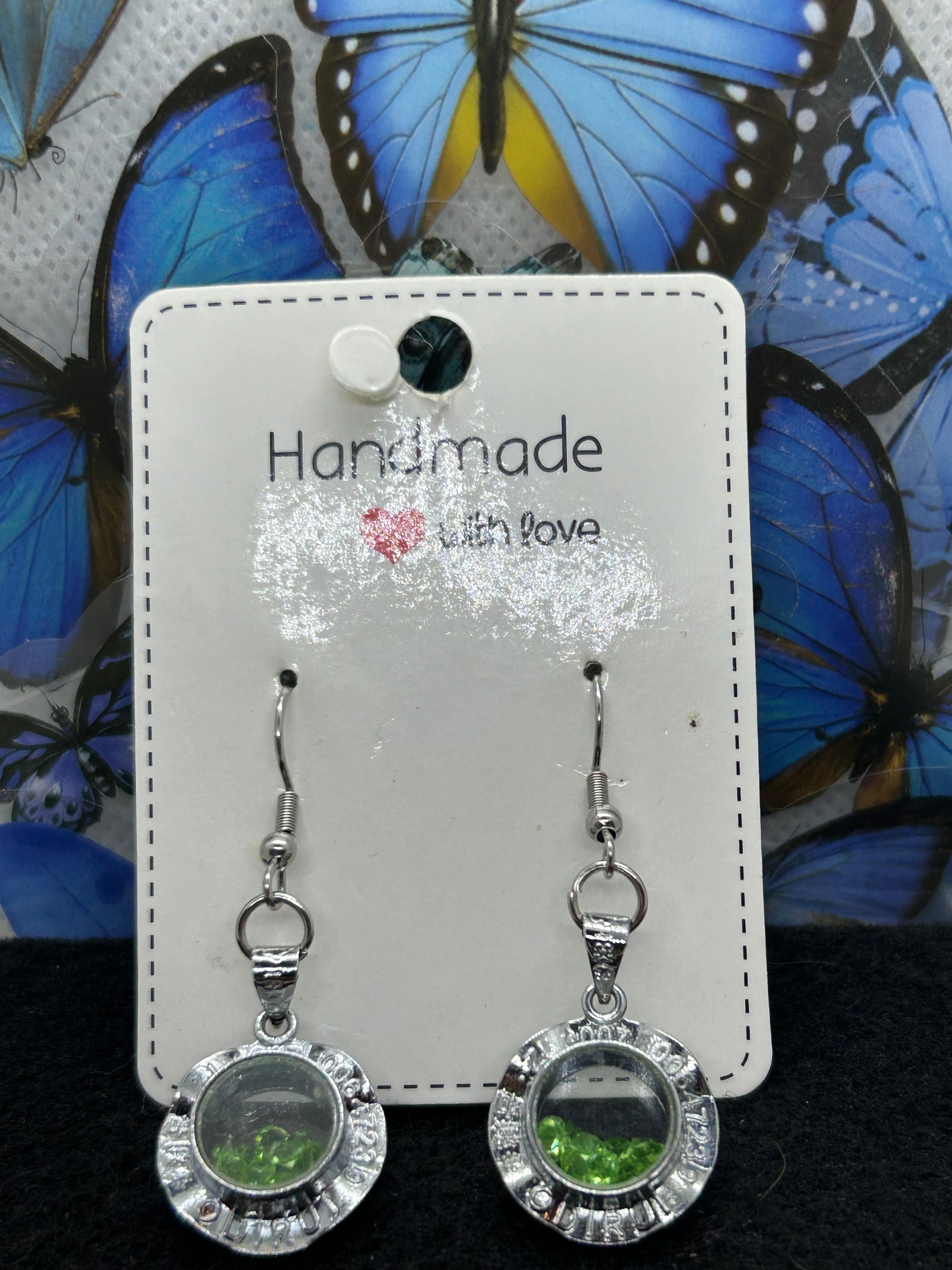 Green Rhinestone Earrings