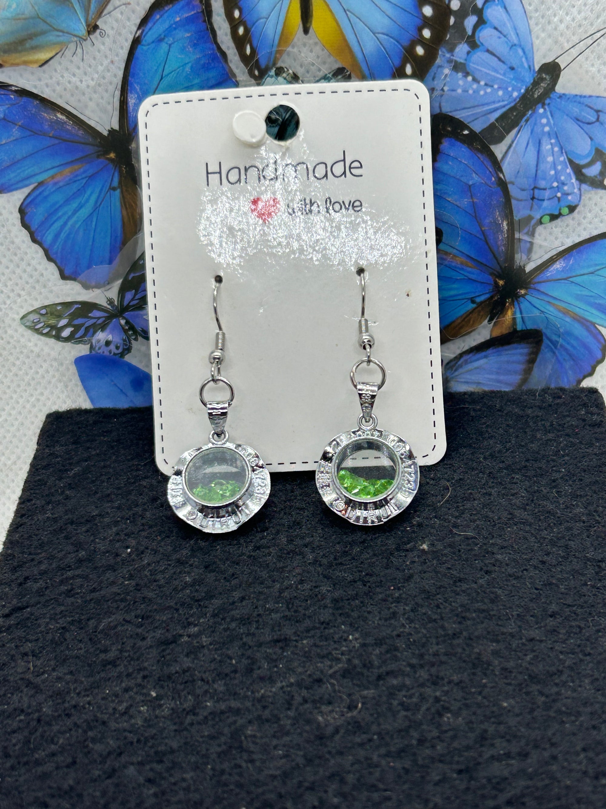 Green Rhinestone Earrings