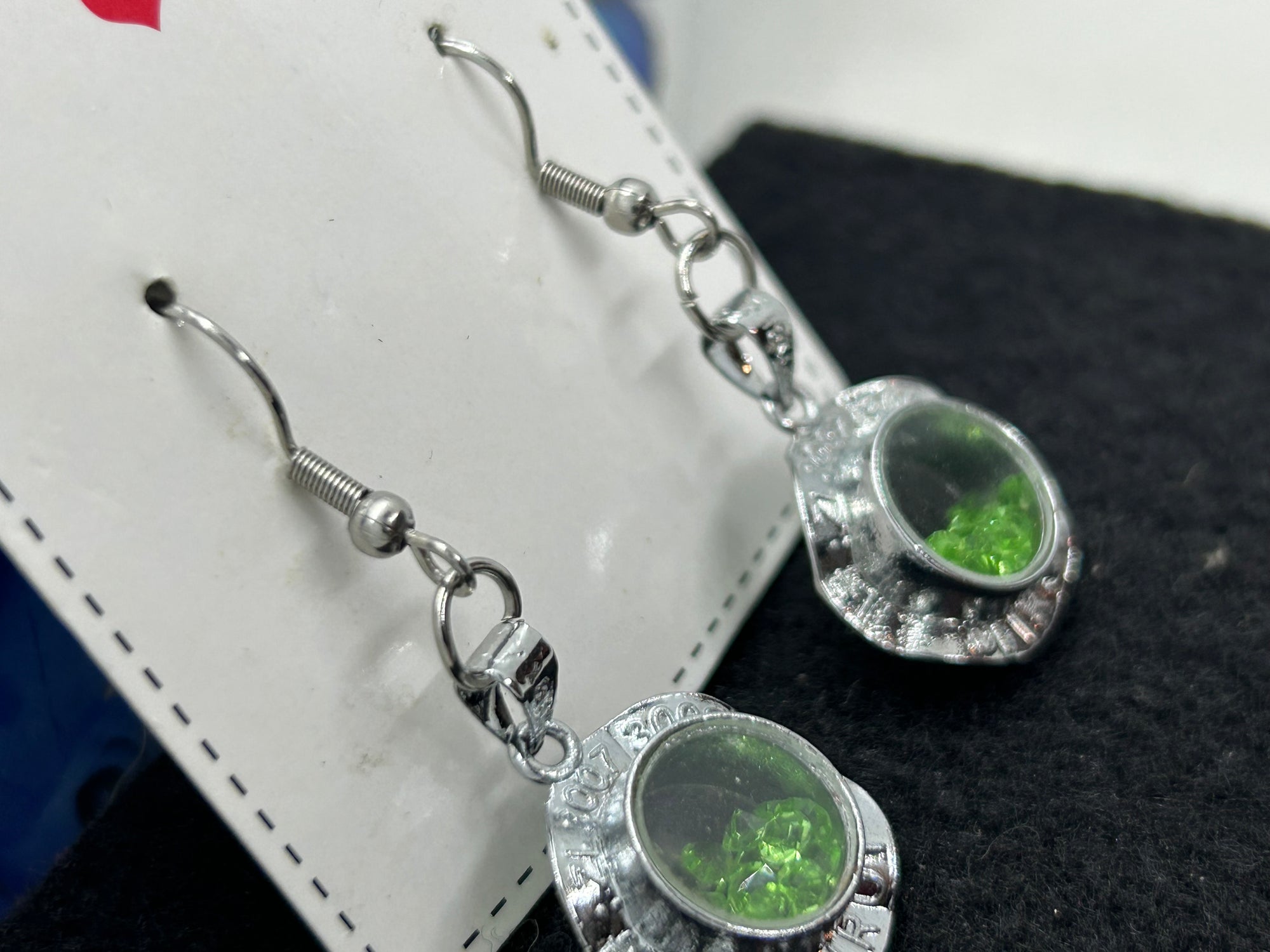 Green Rhinestone Earrings