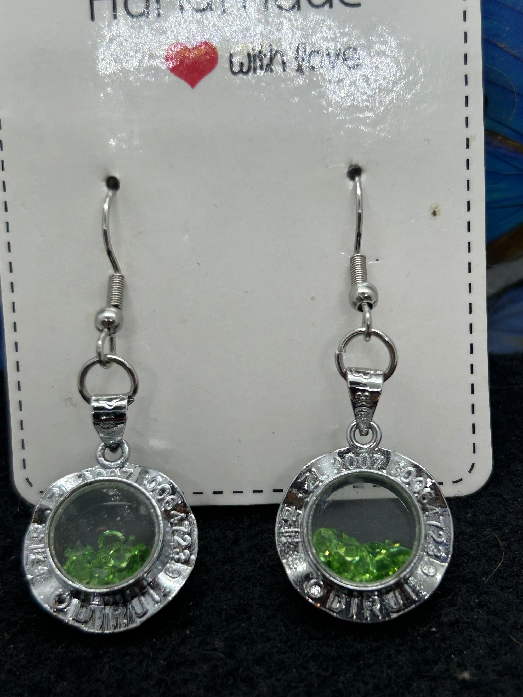 Green Rhinestone Earrings