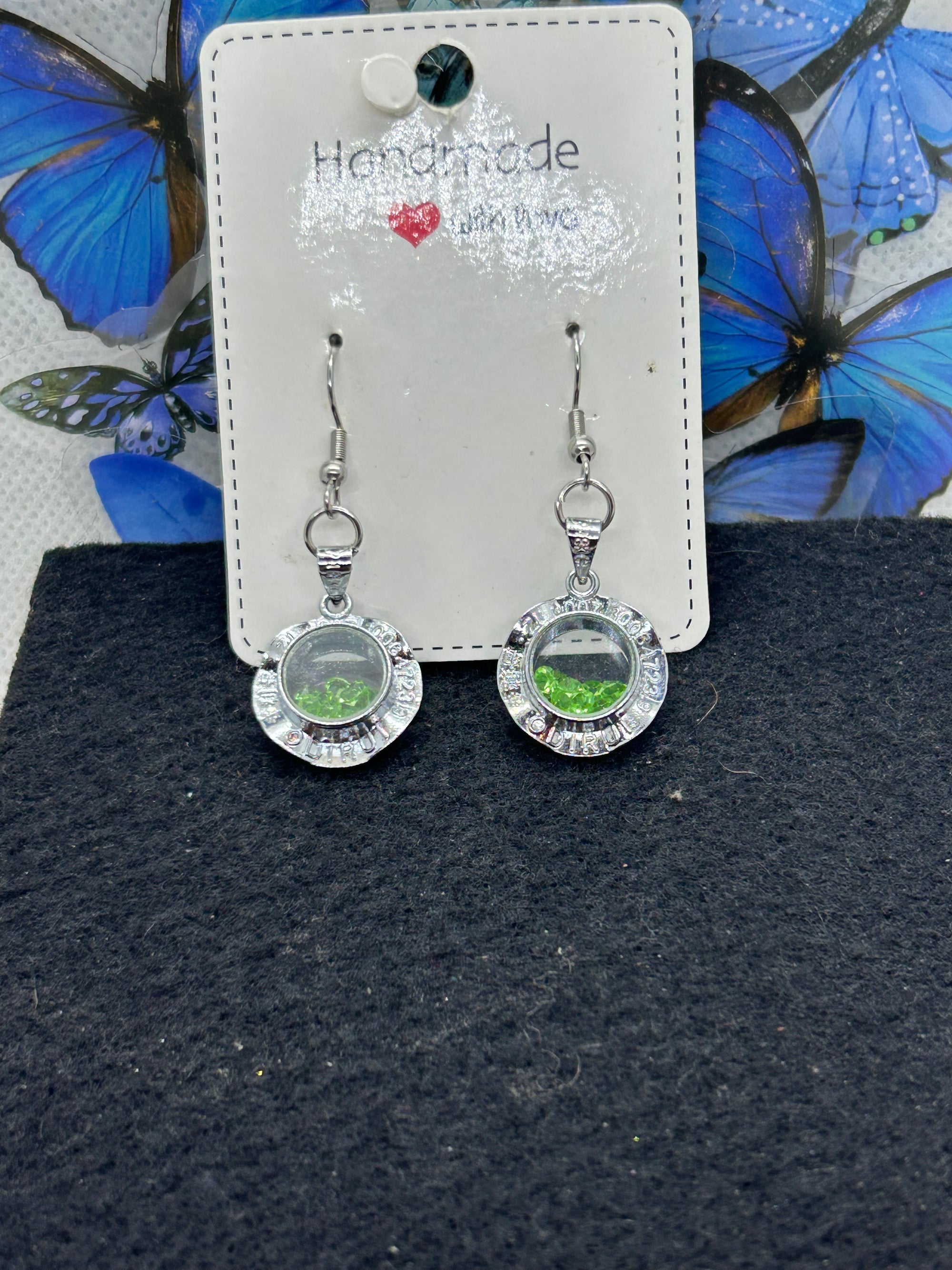 Green Rhinestone Earrings