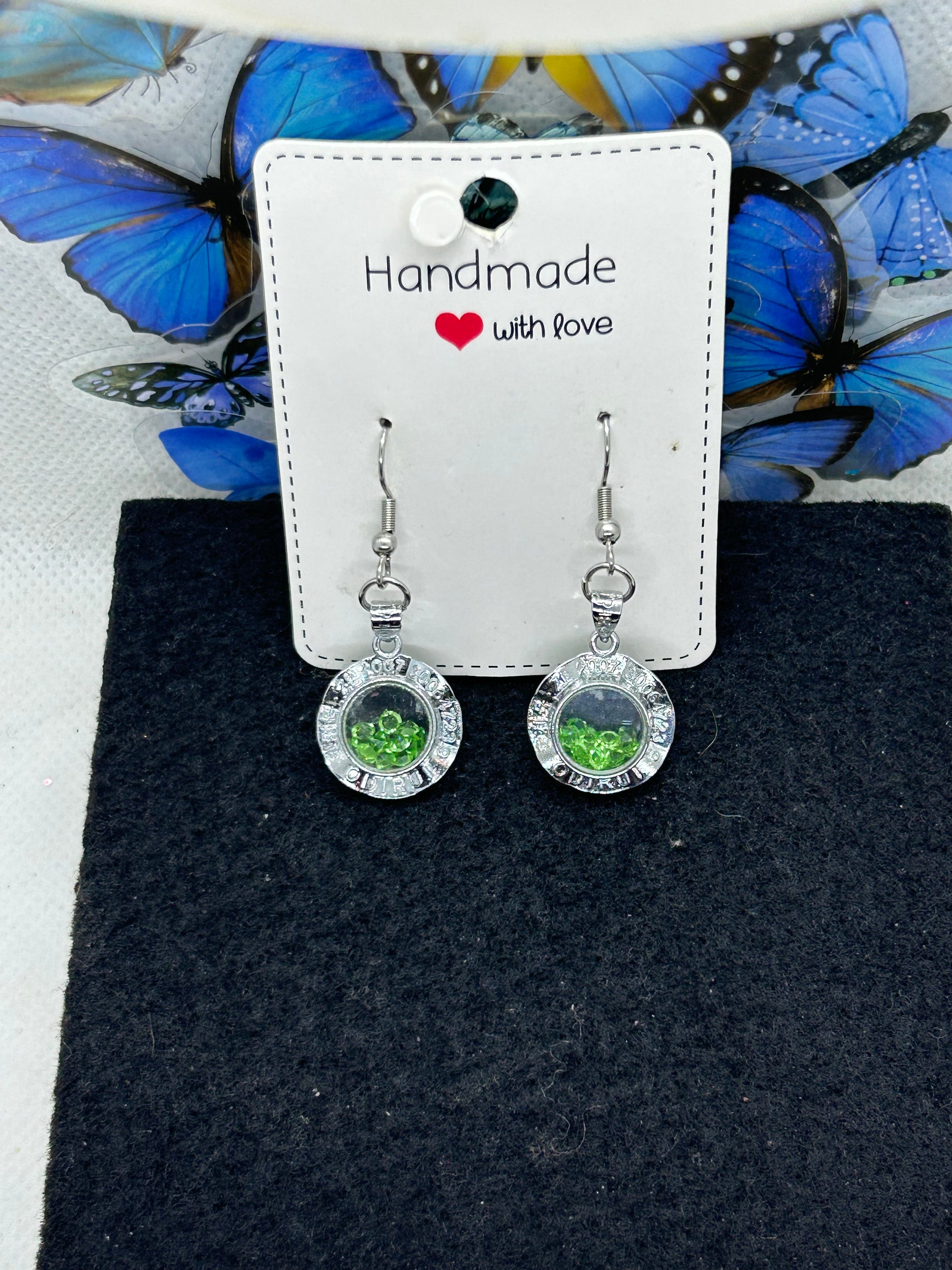 Green Rhinestone Earrings
