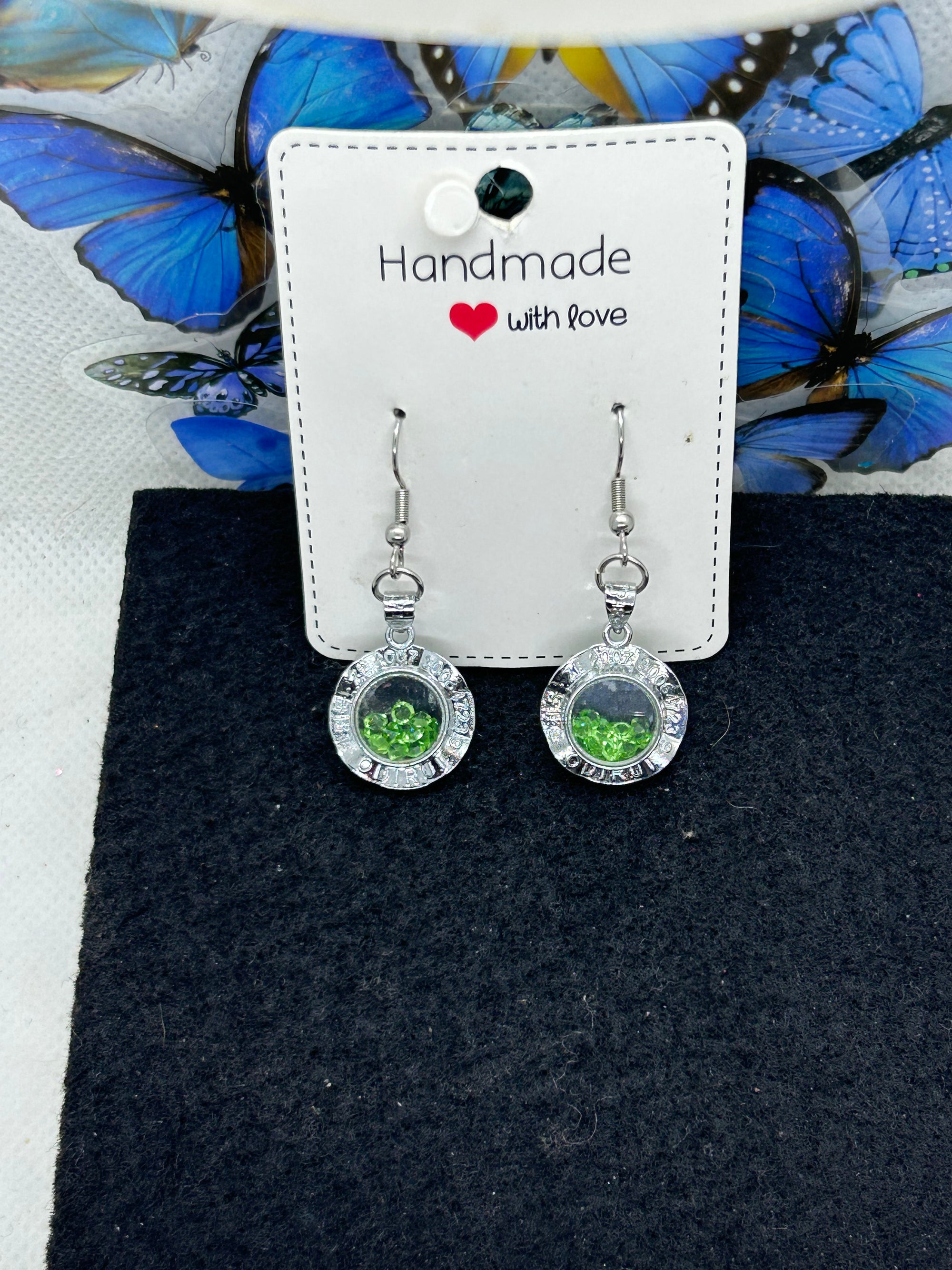 Green Rhinestone Earrings