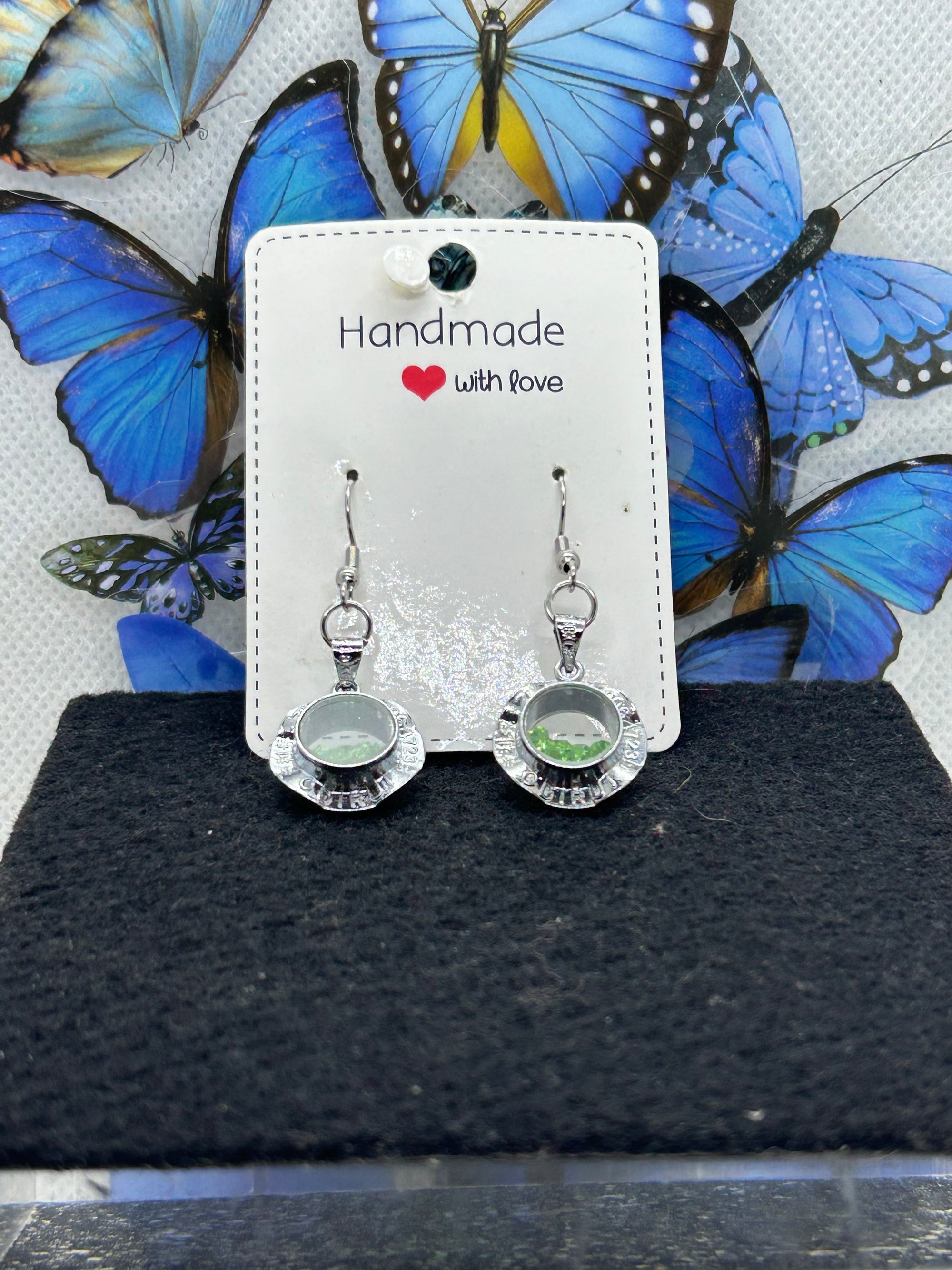 Green Rhinestone Earrings