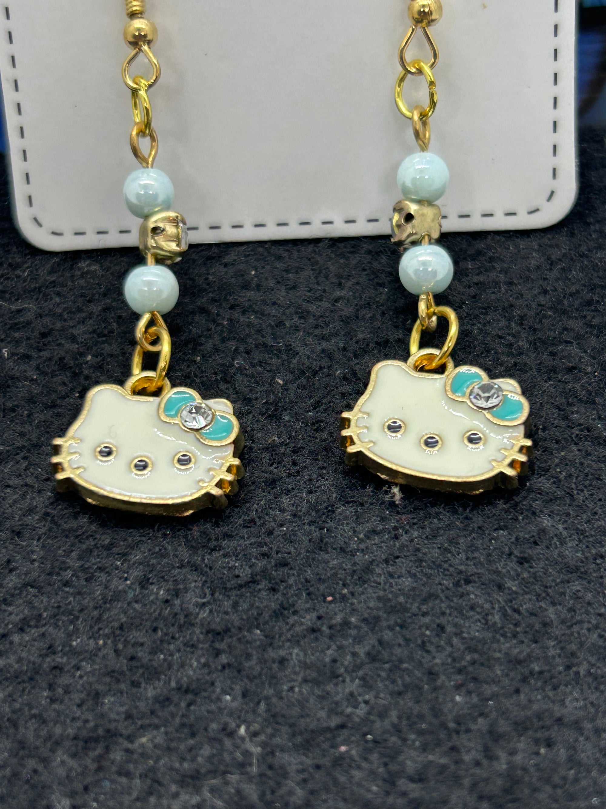 Blue Kitty Earrings