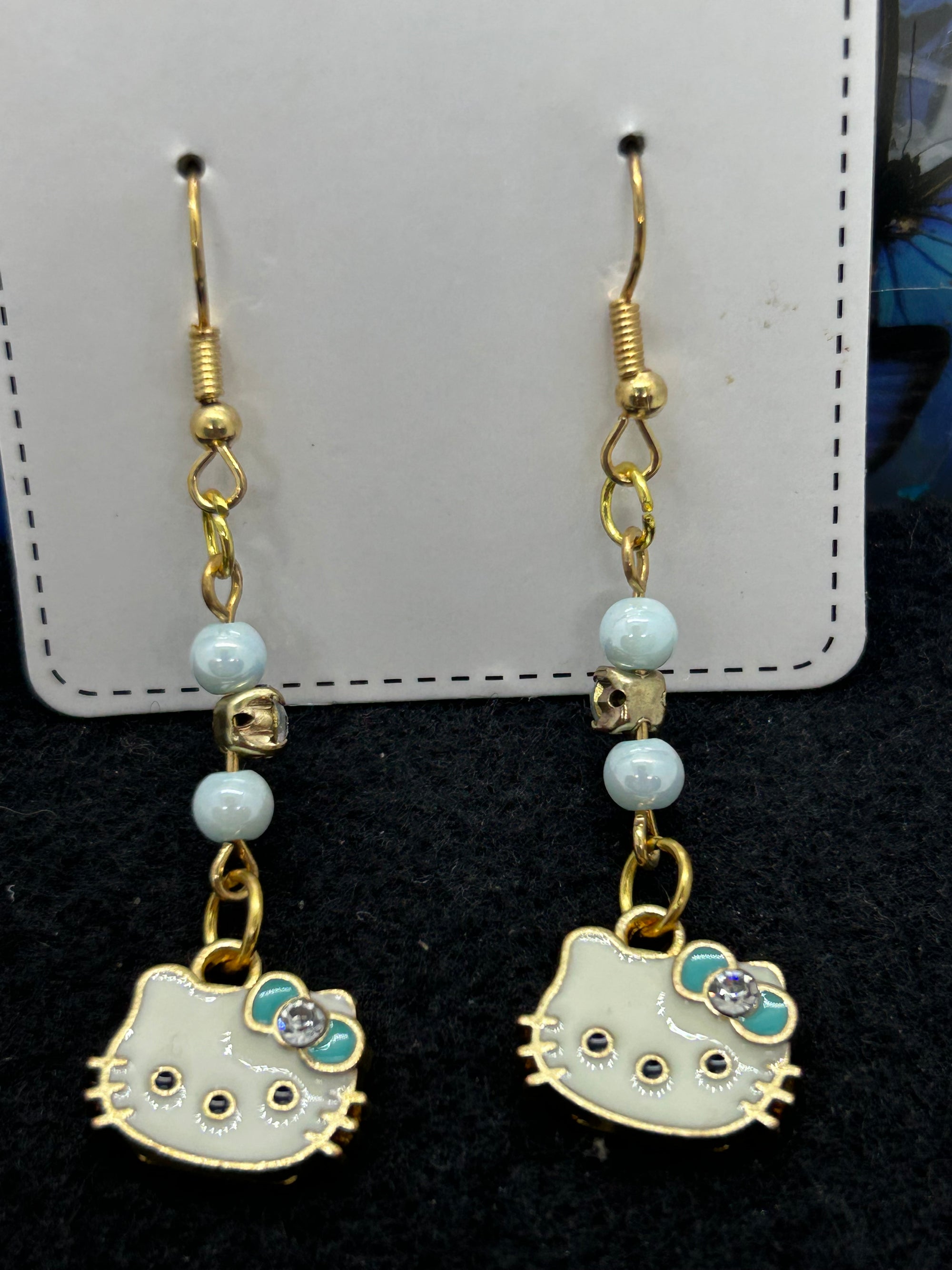 Blue Kitty Earrings