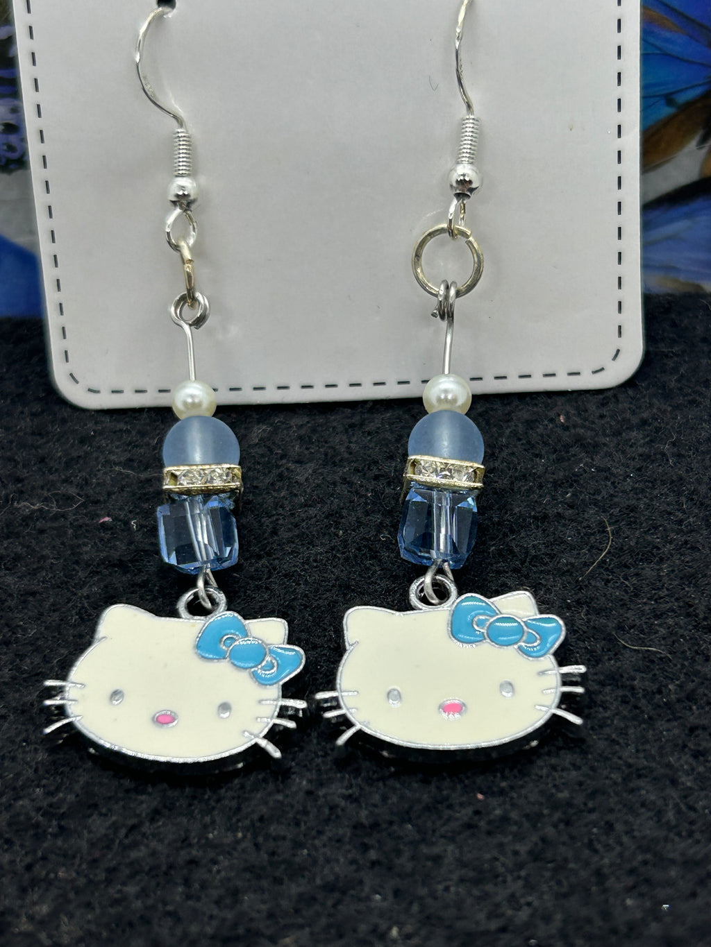 Light Blue Kitty Earrings