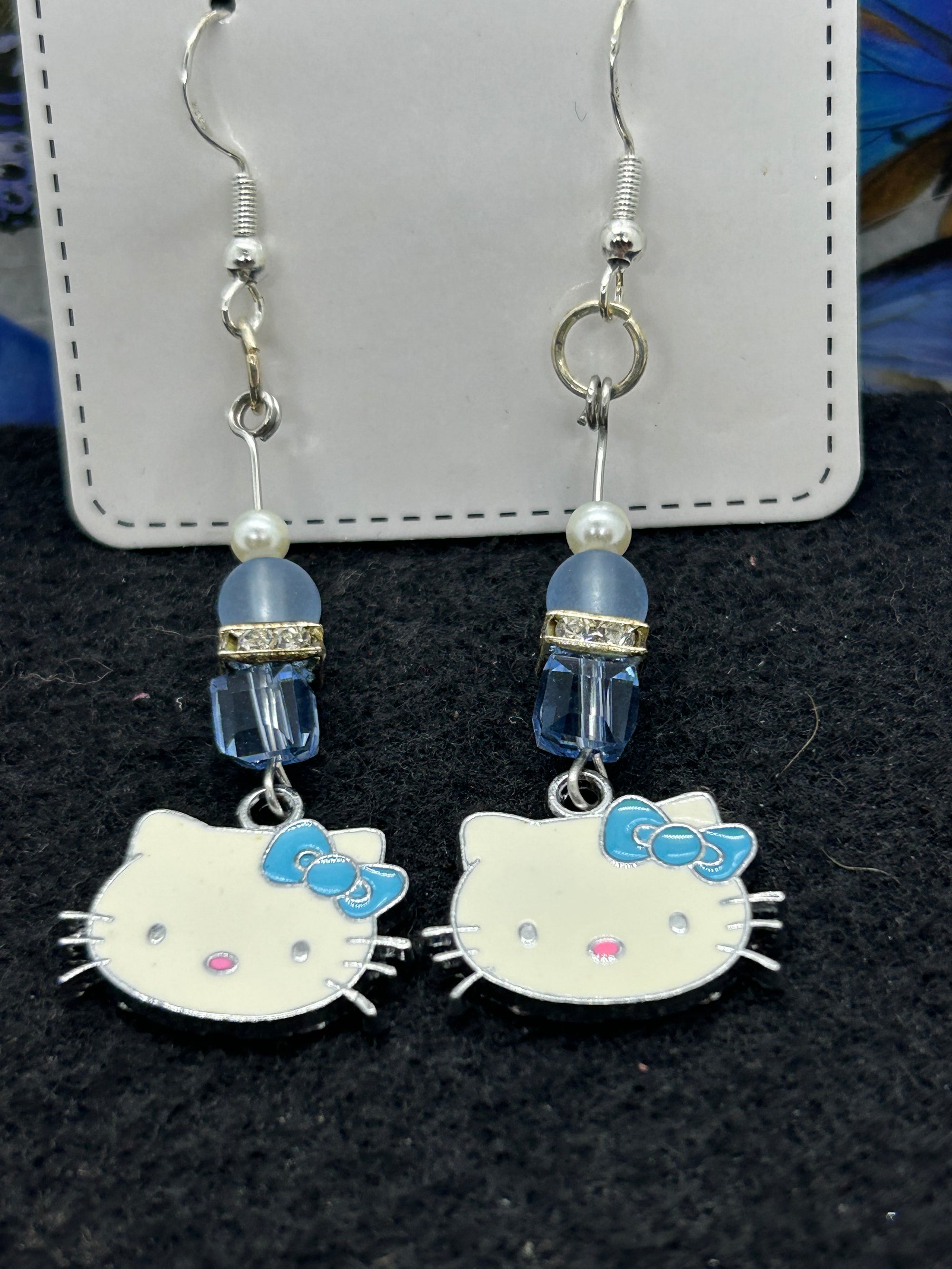 Light Blue Kitty Earrings