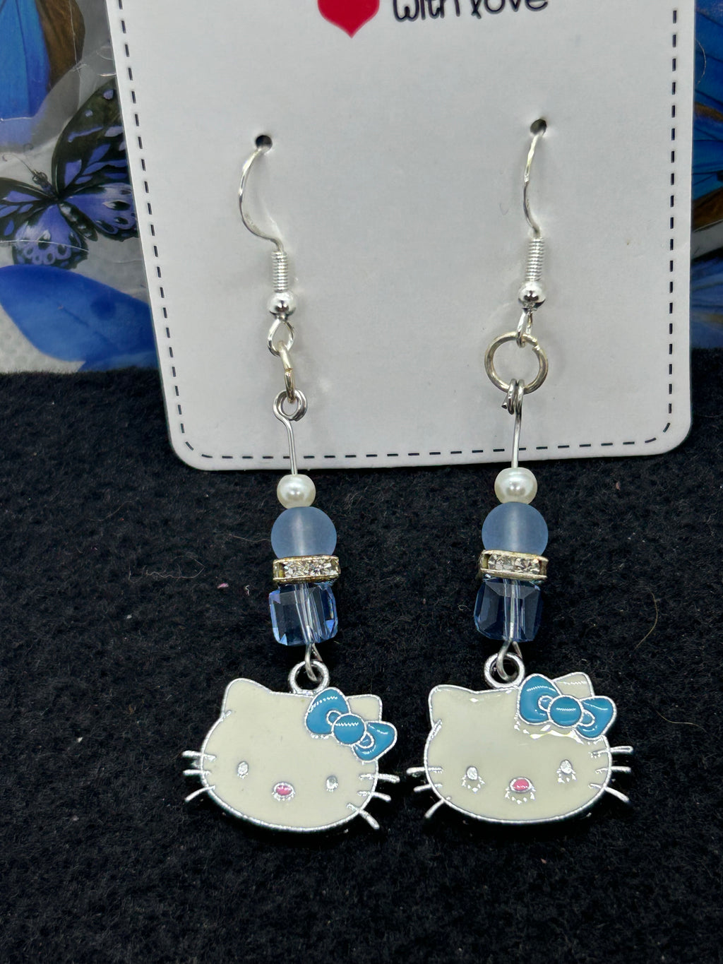 Light Blue Kitty Earrings