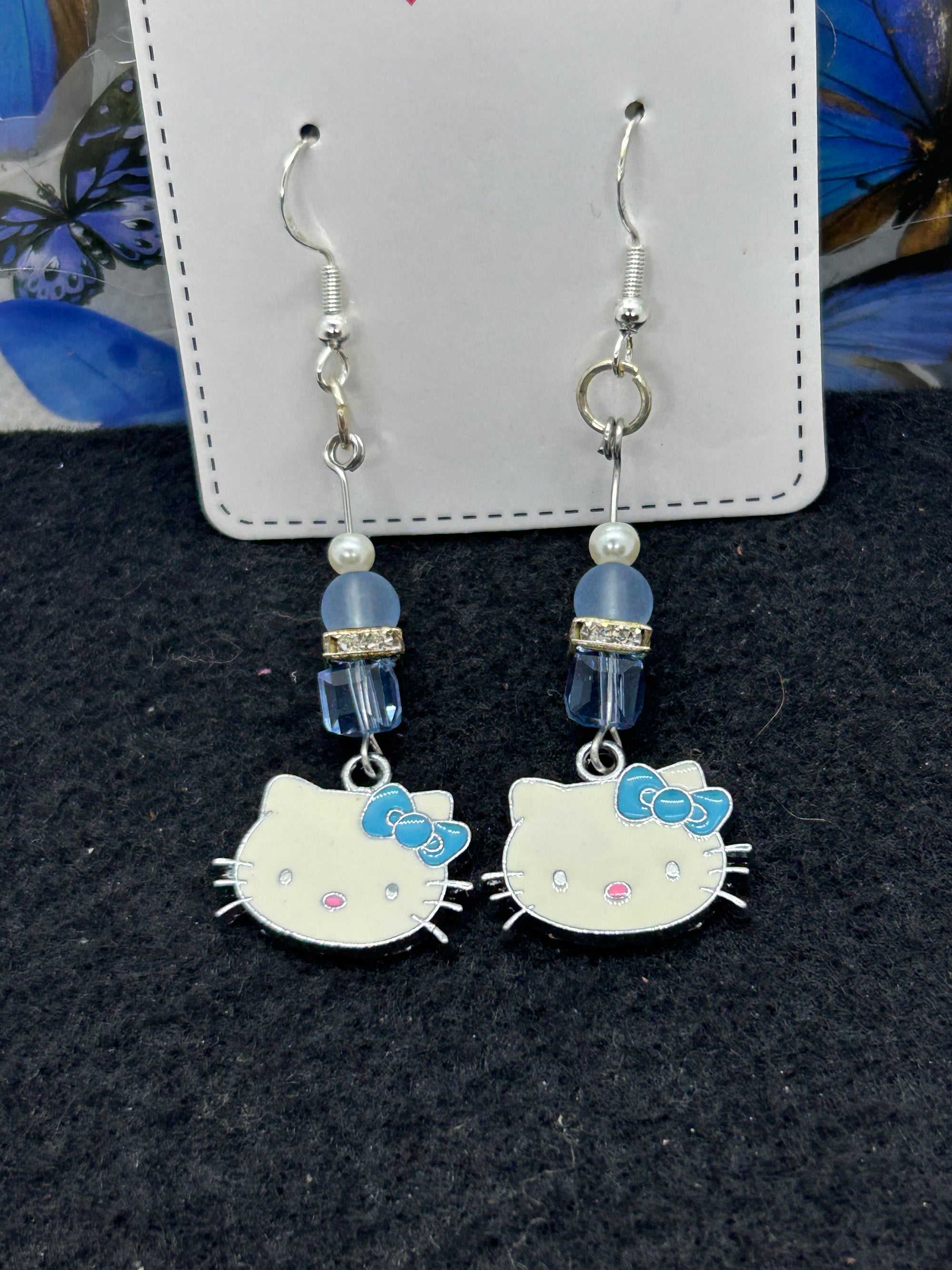 Light Blue Kitty Earrings