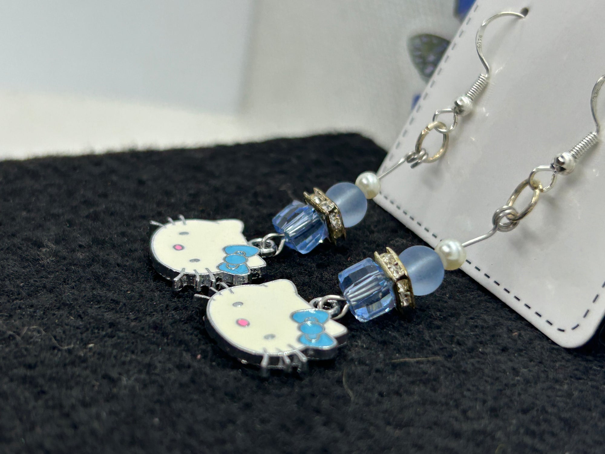Light Blue Kitty Earrings