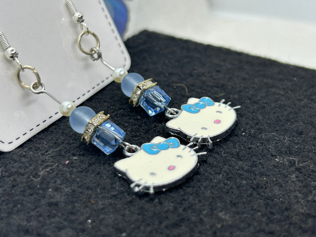 Light Blue Kitty Earrings