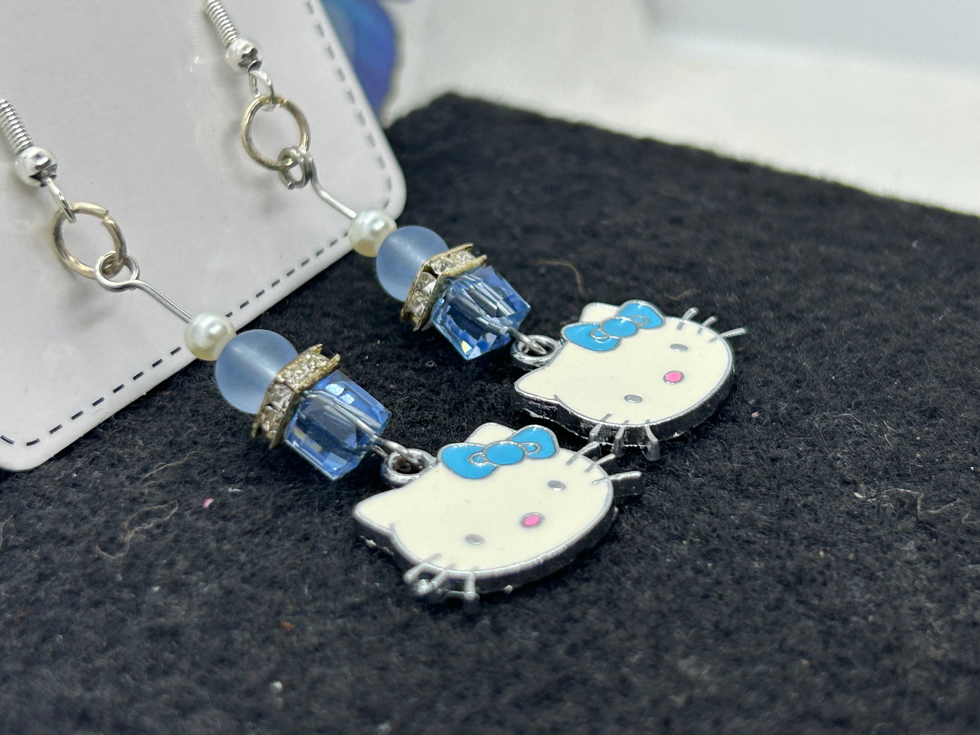 Light Blue Kitty Earrings