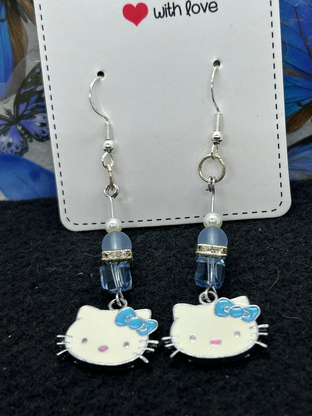 Light Blue Kitty Earrings