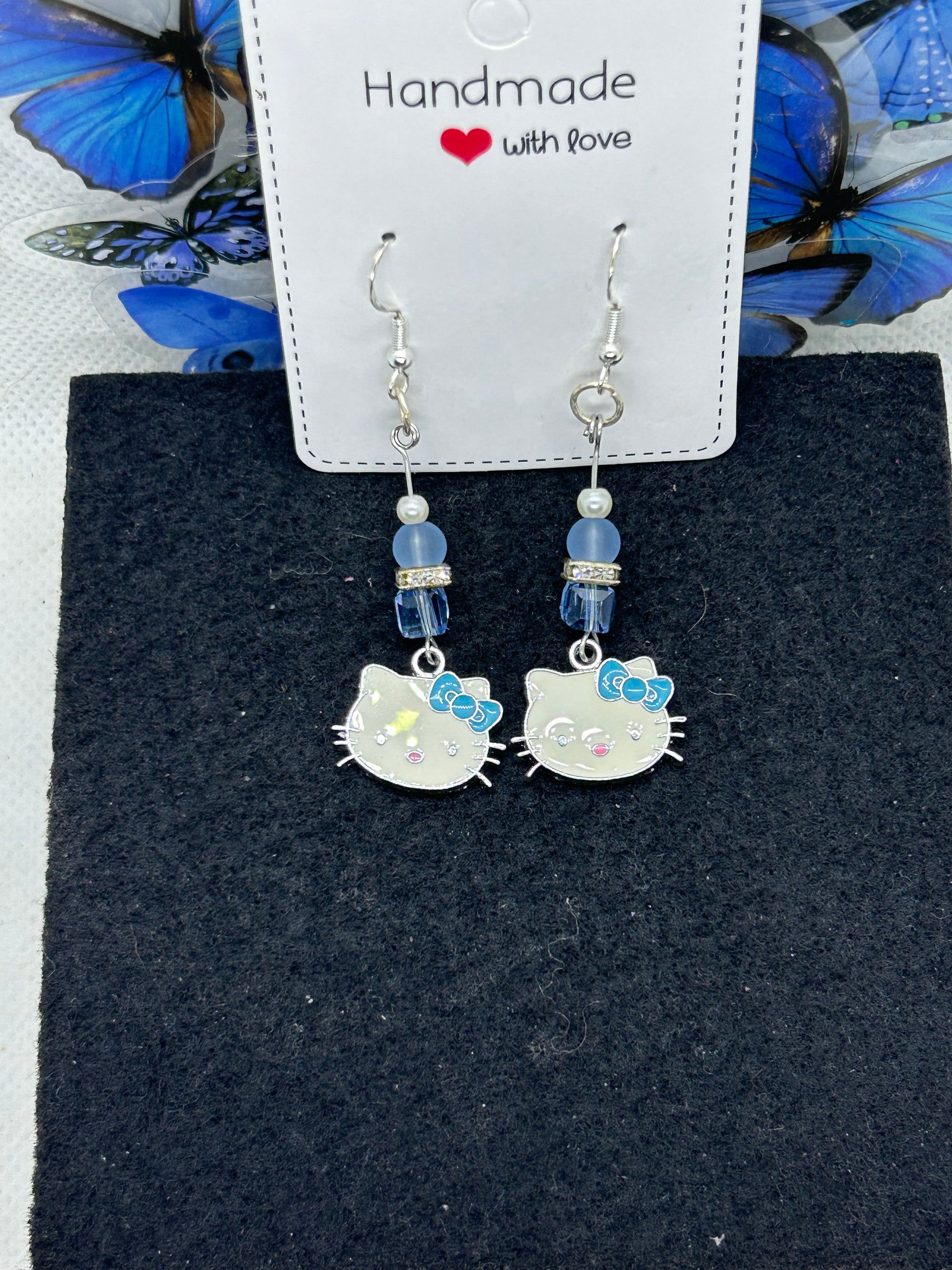 Light Blue Kitty Earrings