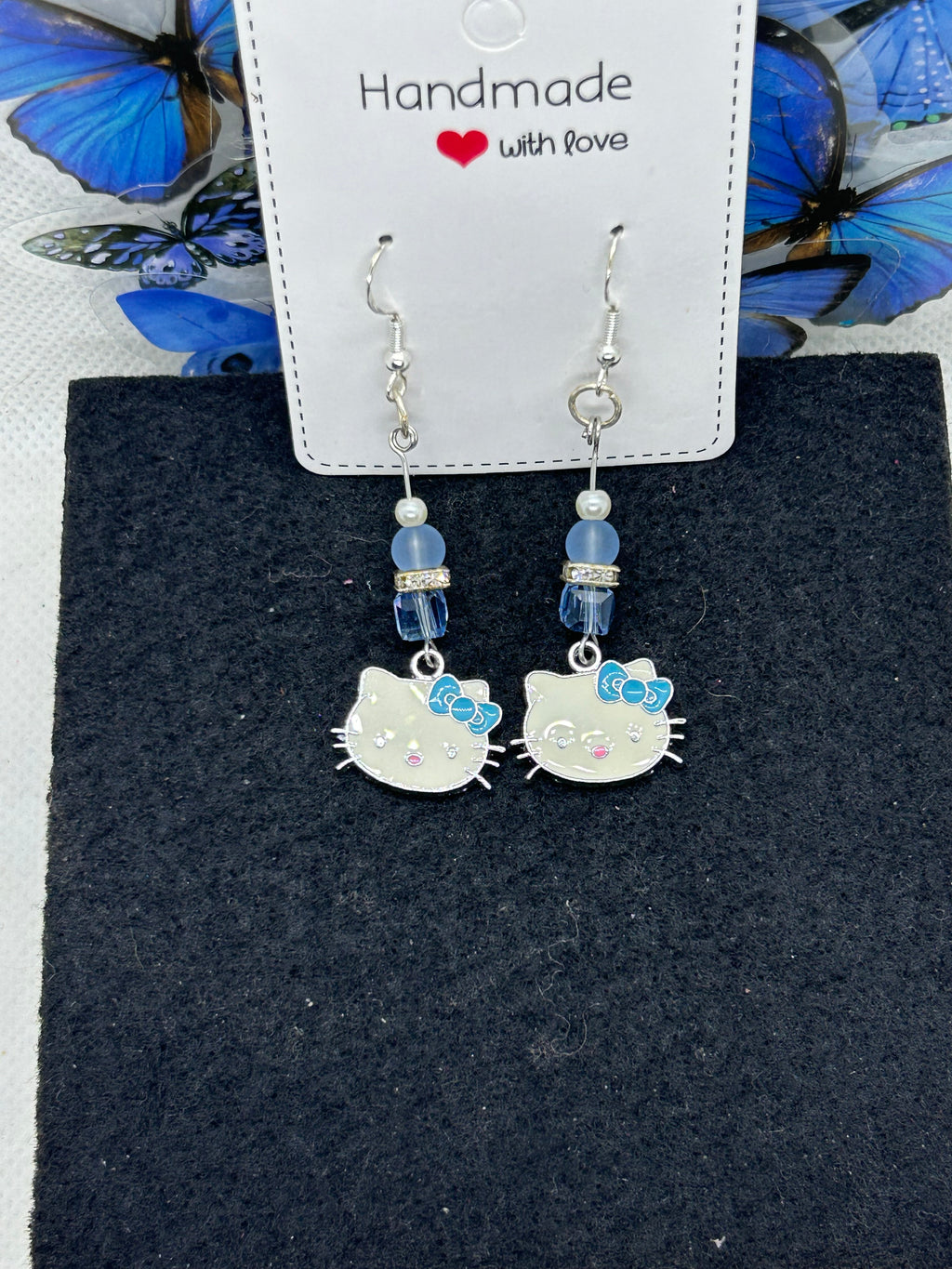 Light Blue Kitty Earrings