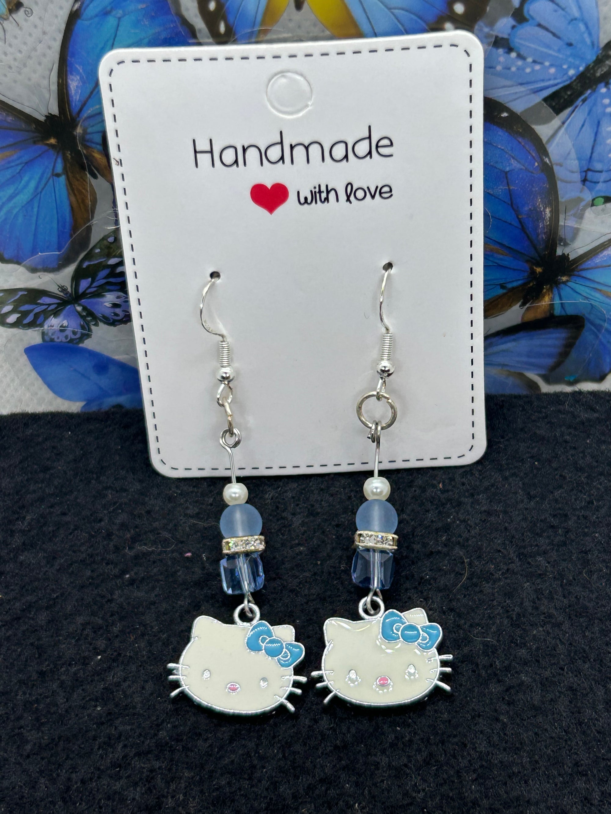 Light Blue Kitty Earrings